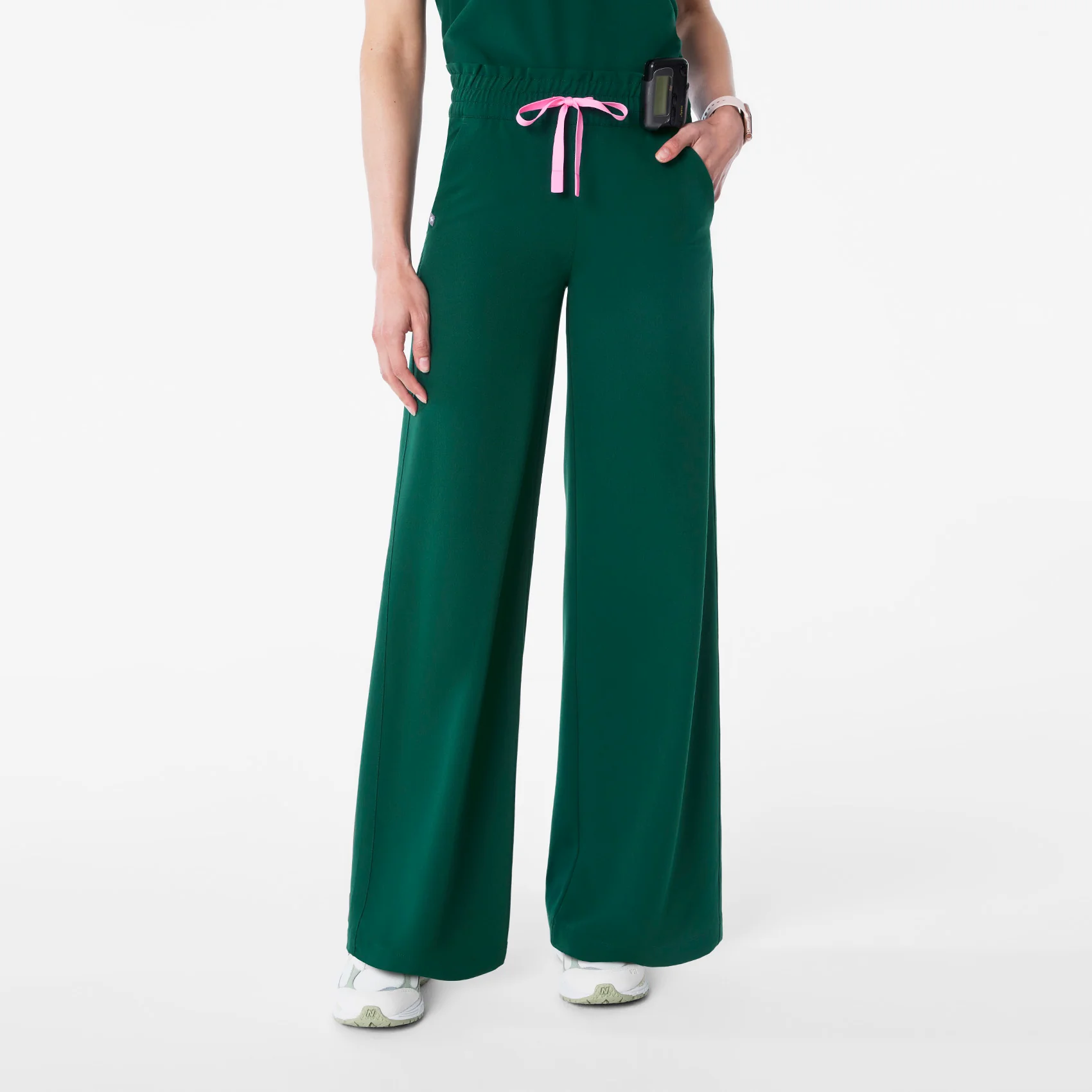 women's Forest Green High Waisted Allison Ultra Wide Leg - Tall Scrub Pant