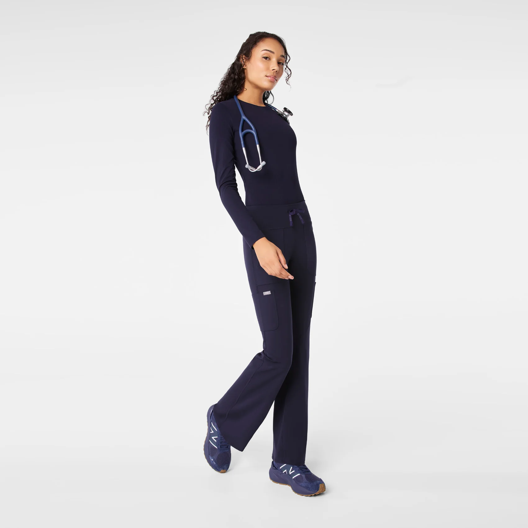 women's Navy High Waisted Ashland - Flare ScrubLegging™ - Image 2