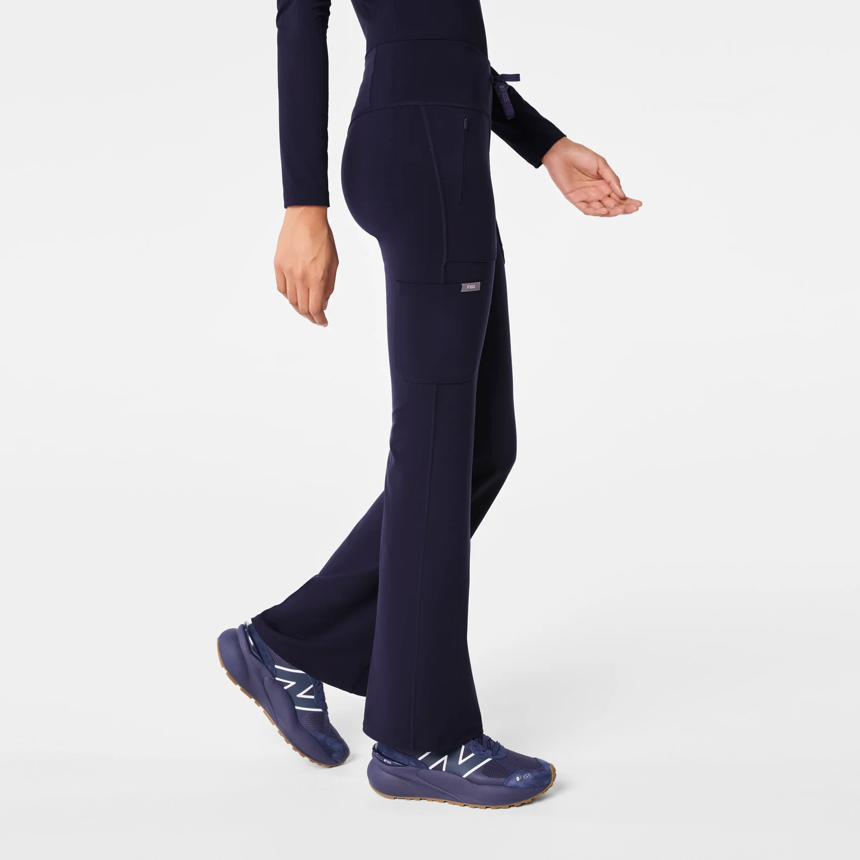 women's Navy High Waisted Ashland - Flare ScrubLegging™ - Image 3
