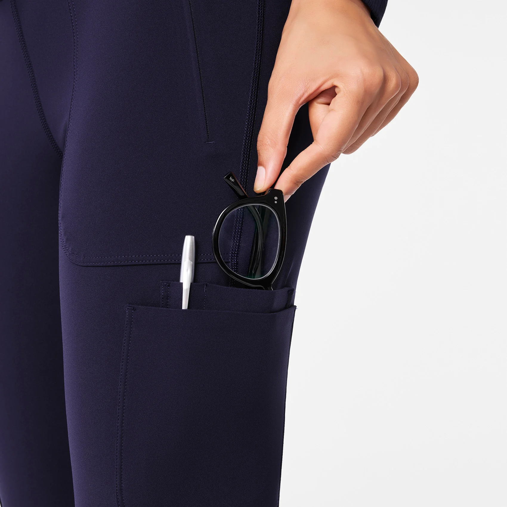 women's Navy High Waisted Ashland - Flare ScrubLegging™ - Image 7