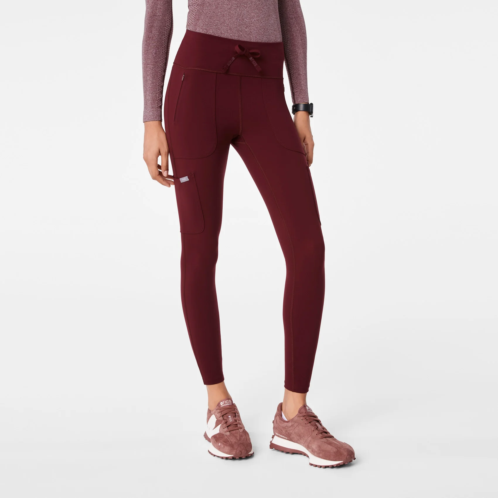 women's Burgundy High Waisted Ashland - Skinny ScrubLeggingâ˘