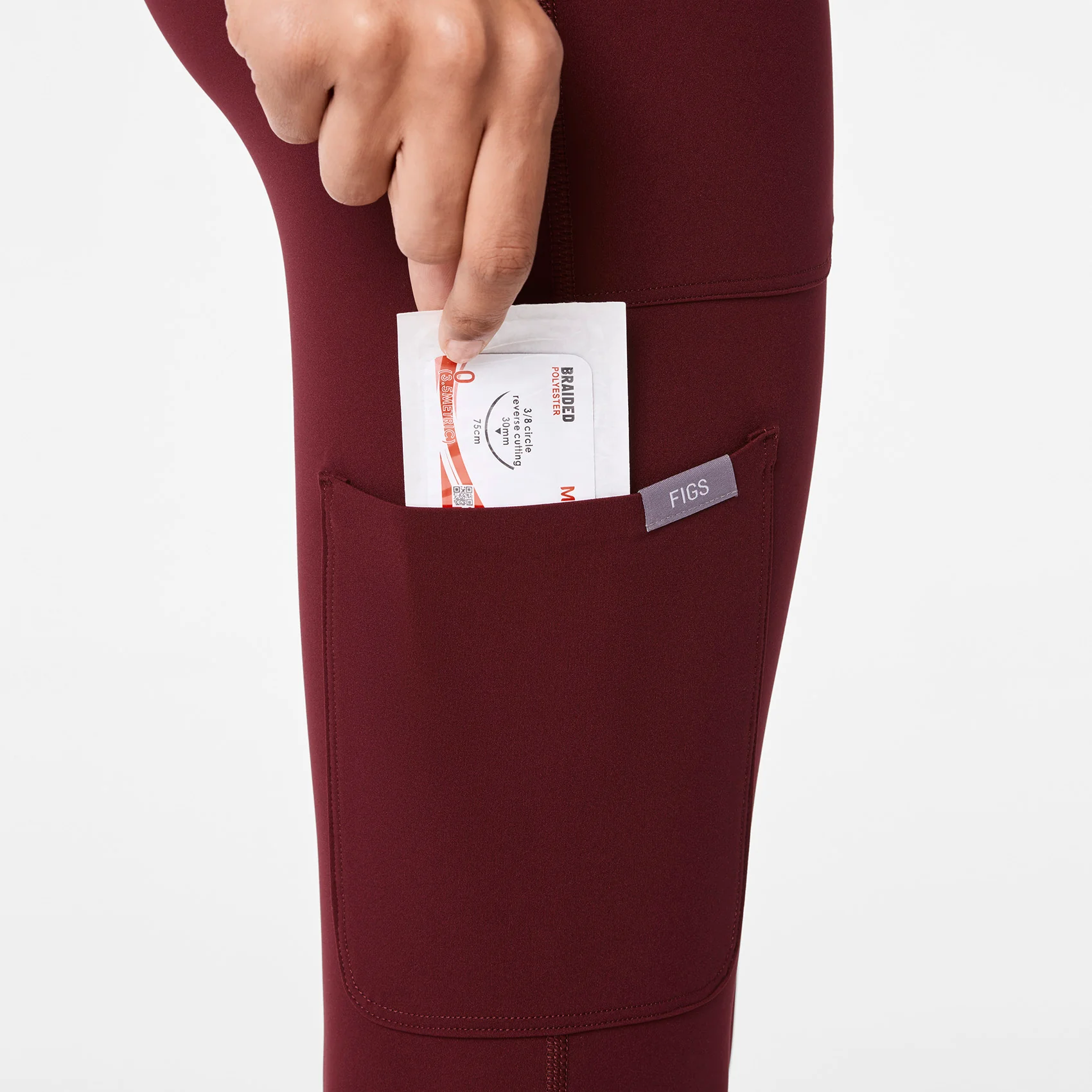 women's Burgundy High Waisted Ashland - Skinny ScrubLegging⢠- Image 4