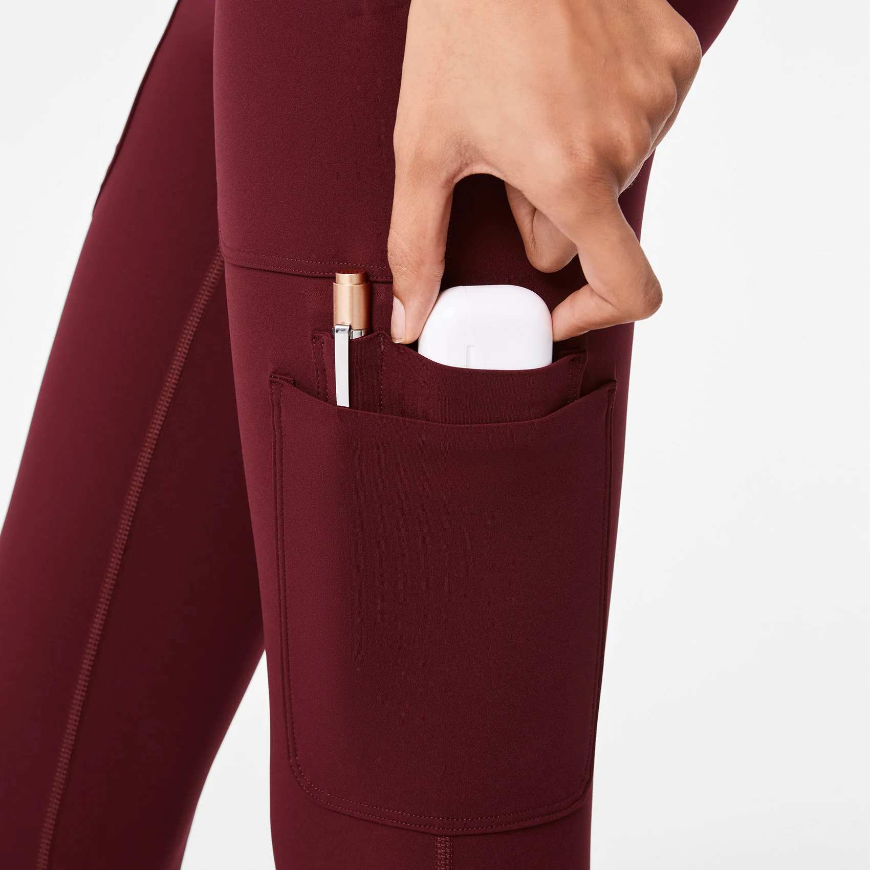 women's Burgundy High Waisted Ashland - Skinny ScrubLegging⢠- Image 5