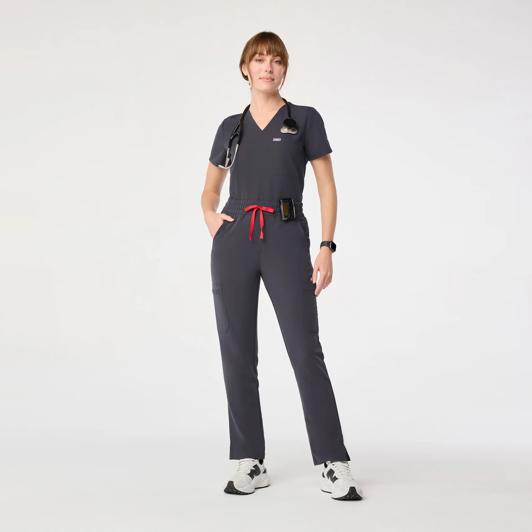 women's Charcoal High Waisted Dowa - Tall Scrub Pant (3XL-6XL) - Image 2
