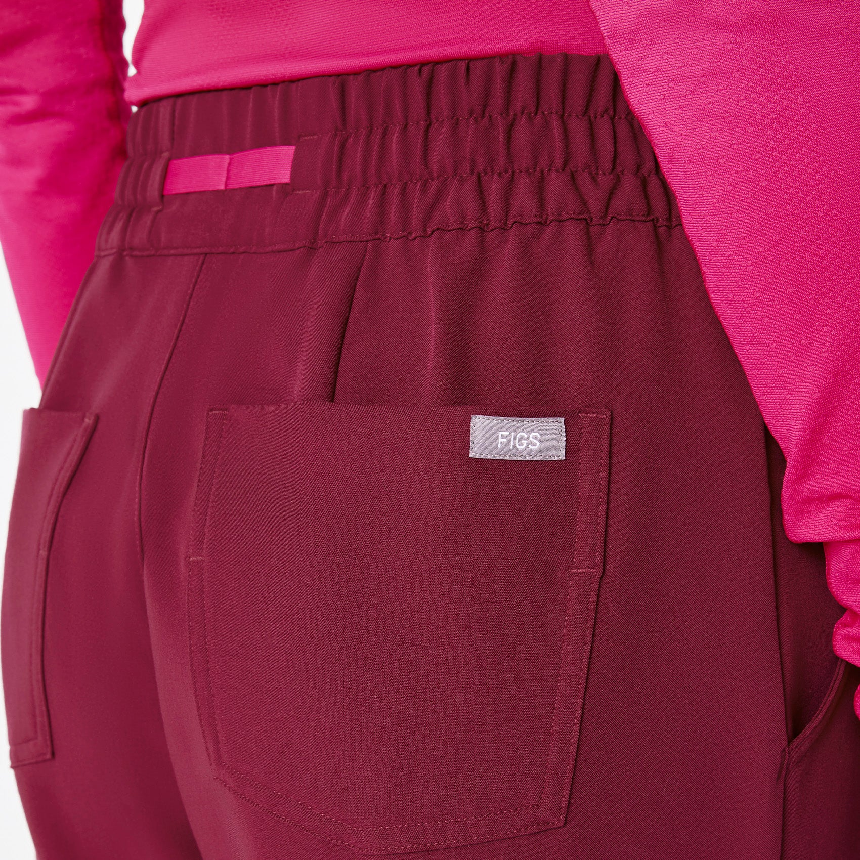 women's Deep Cranberry High Waisted Dowa - Petite Scrub Pants - Image 5
