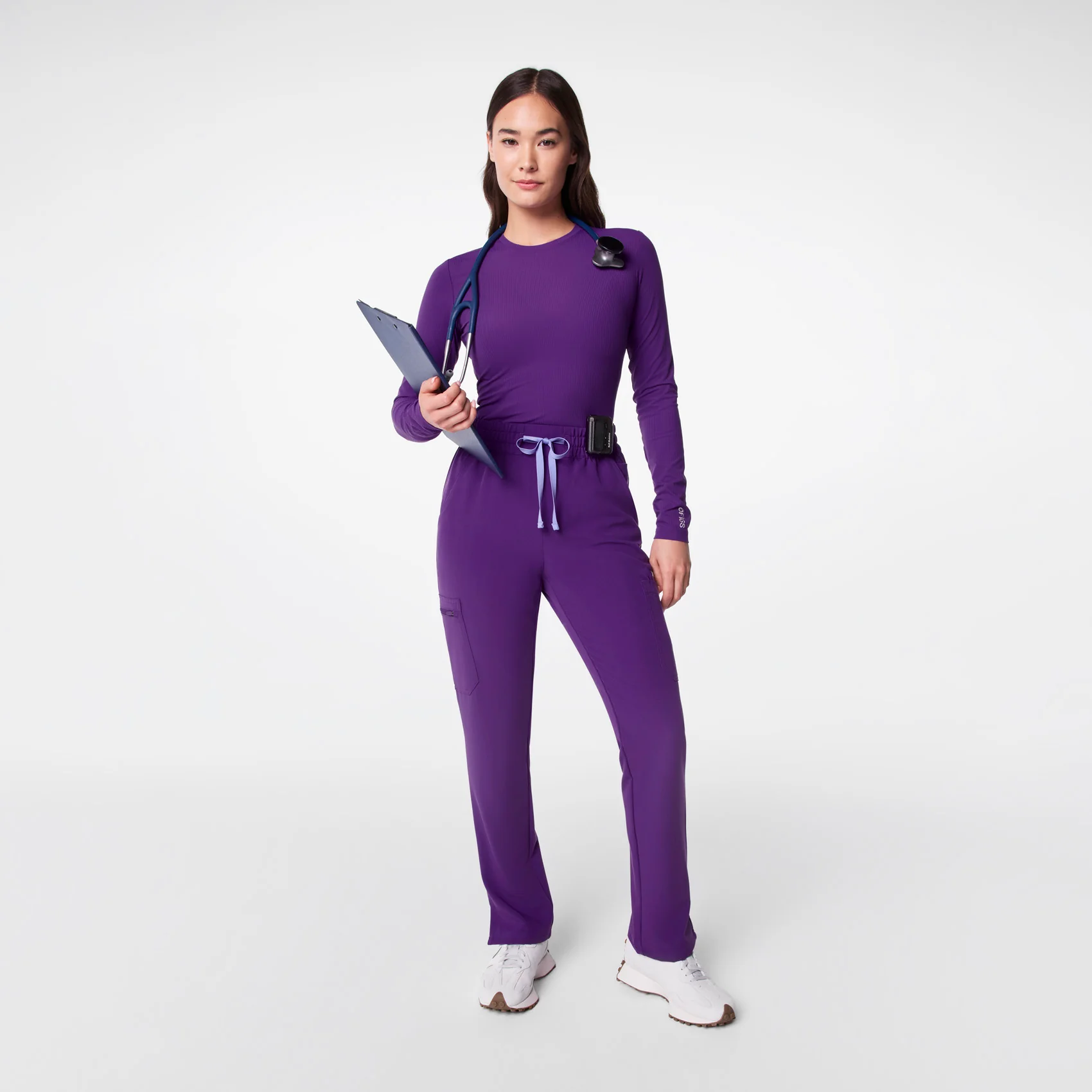 women's Digital Grape High Waisted Dowa - Petite Scrub Pants - Image 2