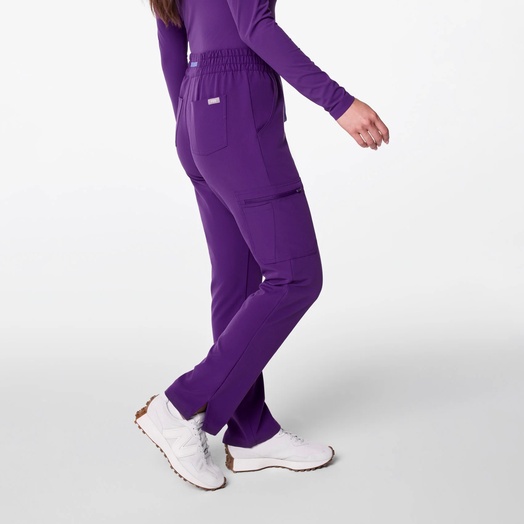 women's Digital Grape High Waisted Dowa - Petite Scrub Pants - Image 3