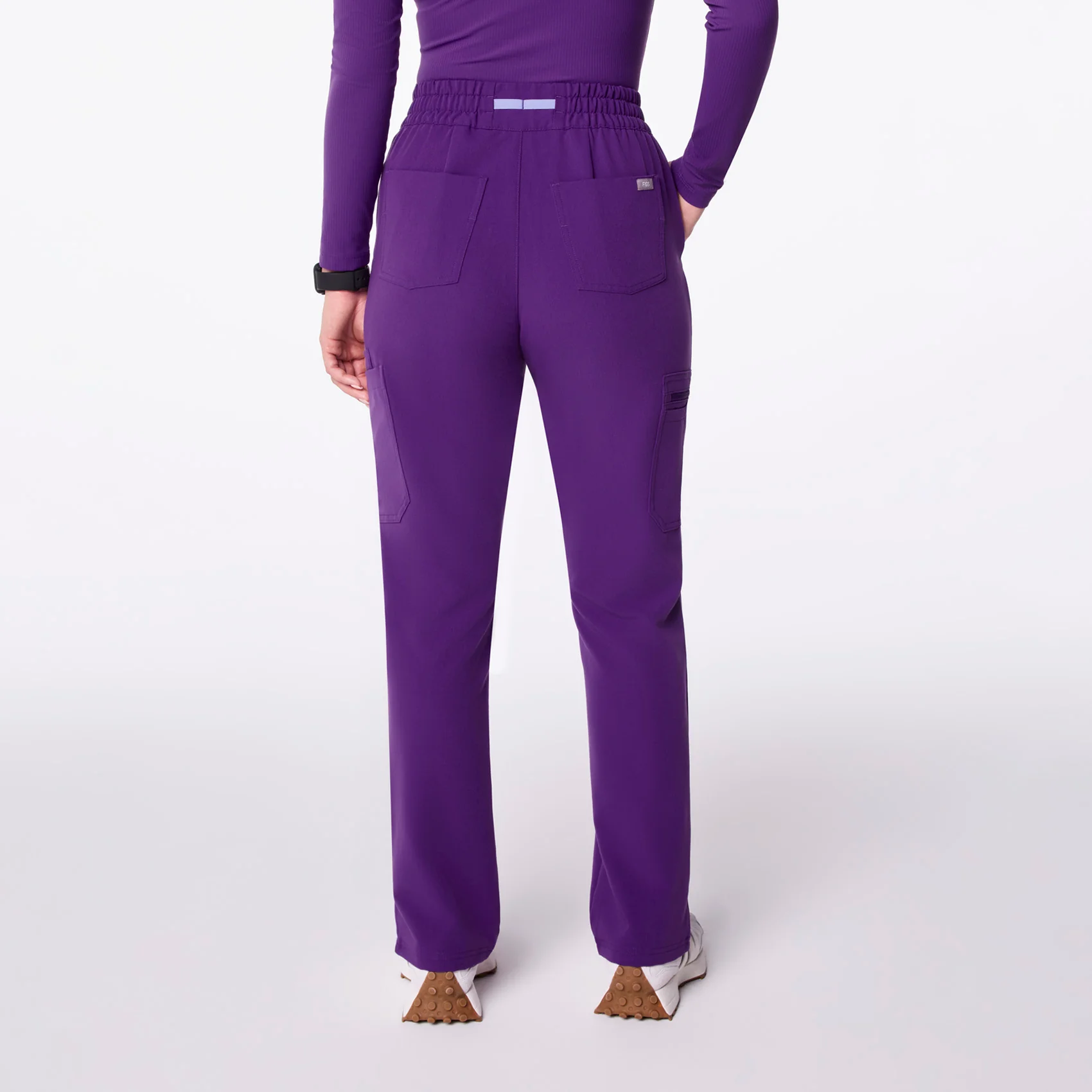 women's Digital Grape High Waisted Dowa - Petite Scrub Pants - Image 4