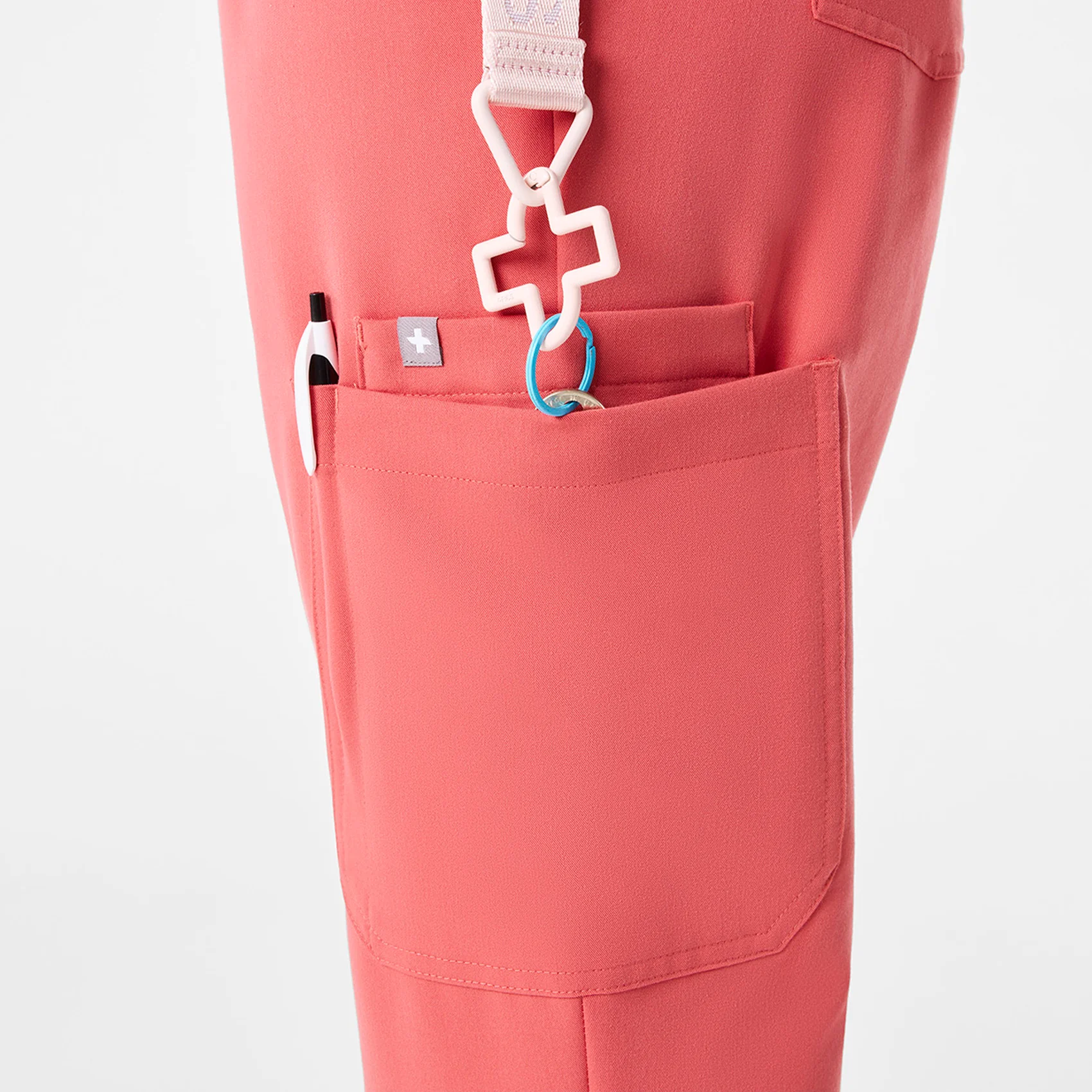 women's Pulmonary Pink High Waisted Dowa - Petite Scrub Pants - Image 7