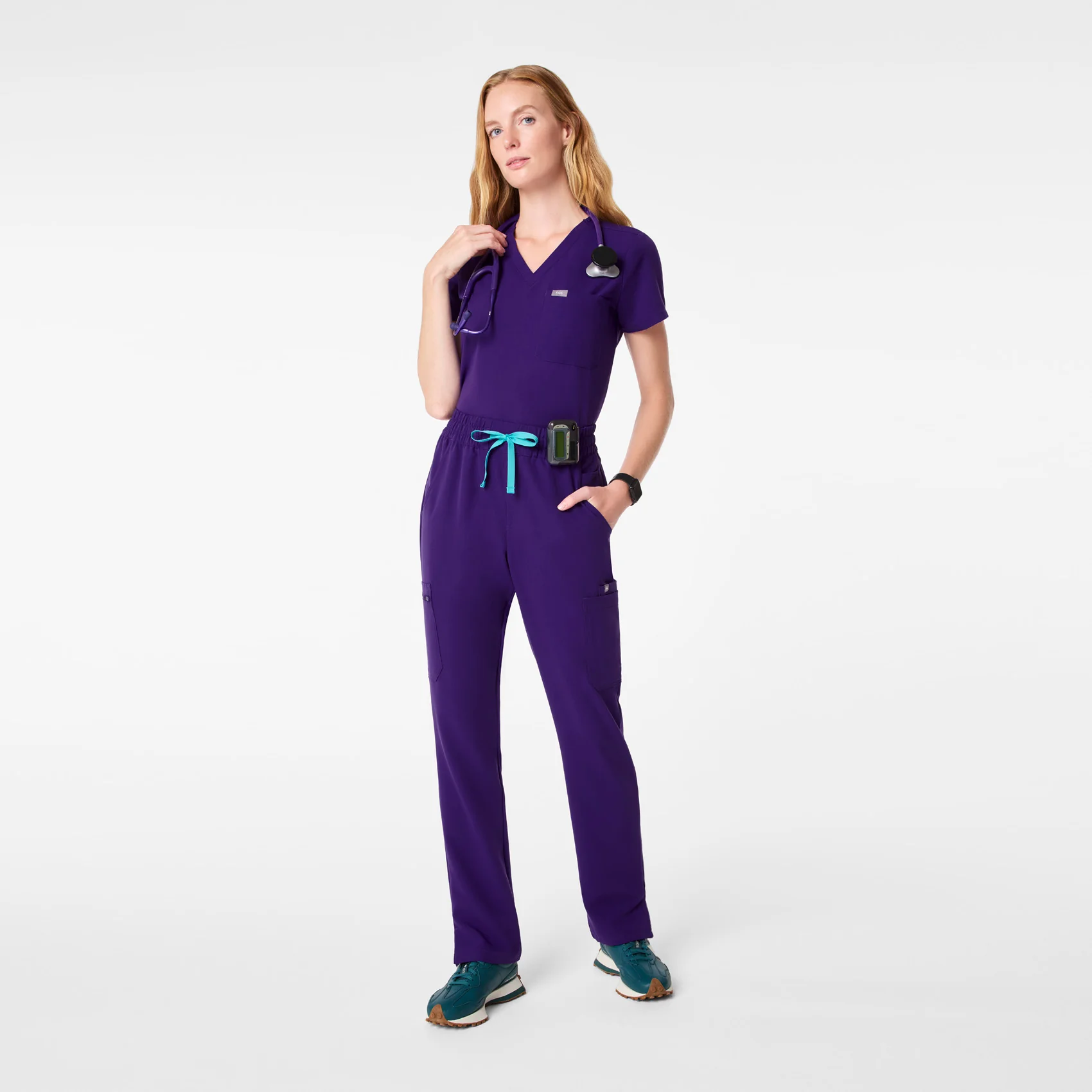 women's Purple Pulse High Waisted Dowa - Petite Scrub Pants - Image 2