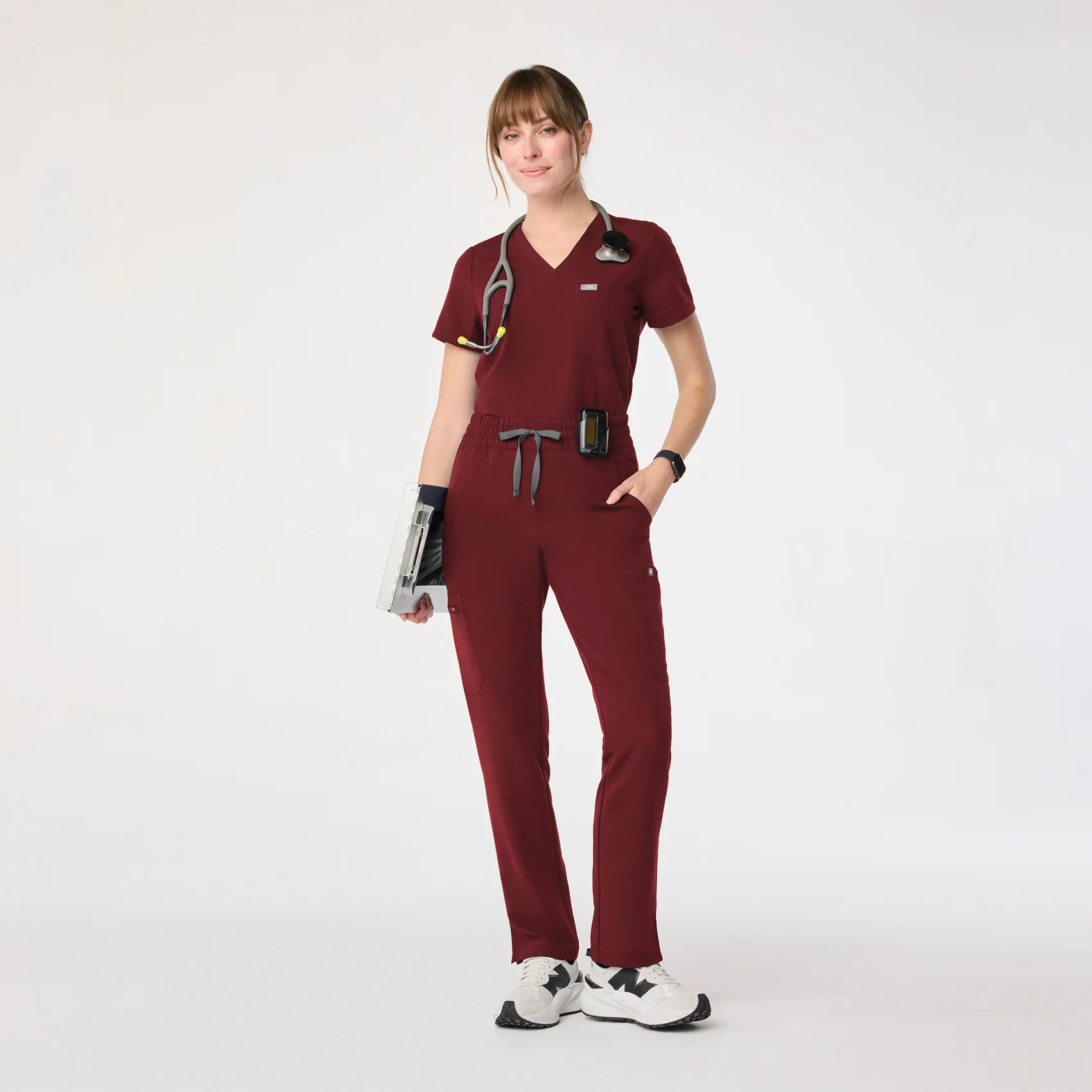 women's Burgundy High Waisted Dowa - Tall Scrub Pant (3XL-6XL) - Image 2