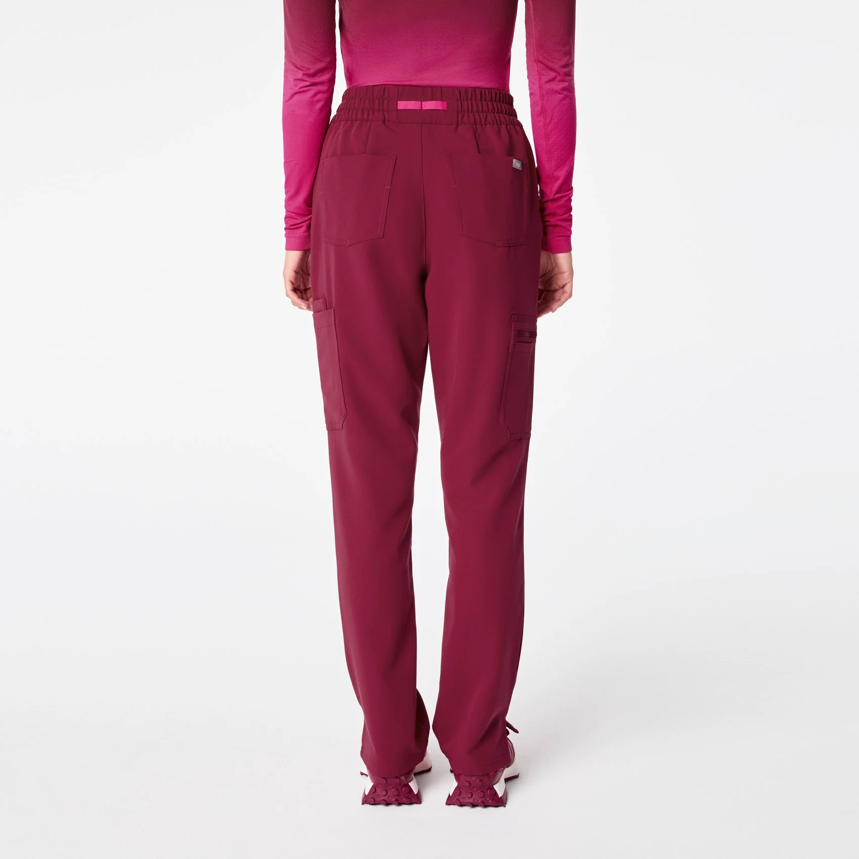 women's Deep Cranberry High Waisted Dowa - Scrub Pants - Image 4