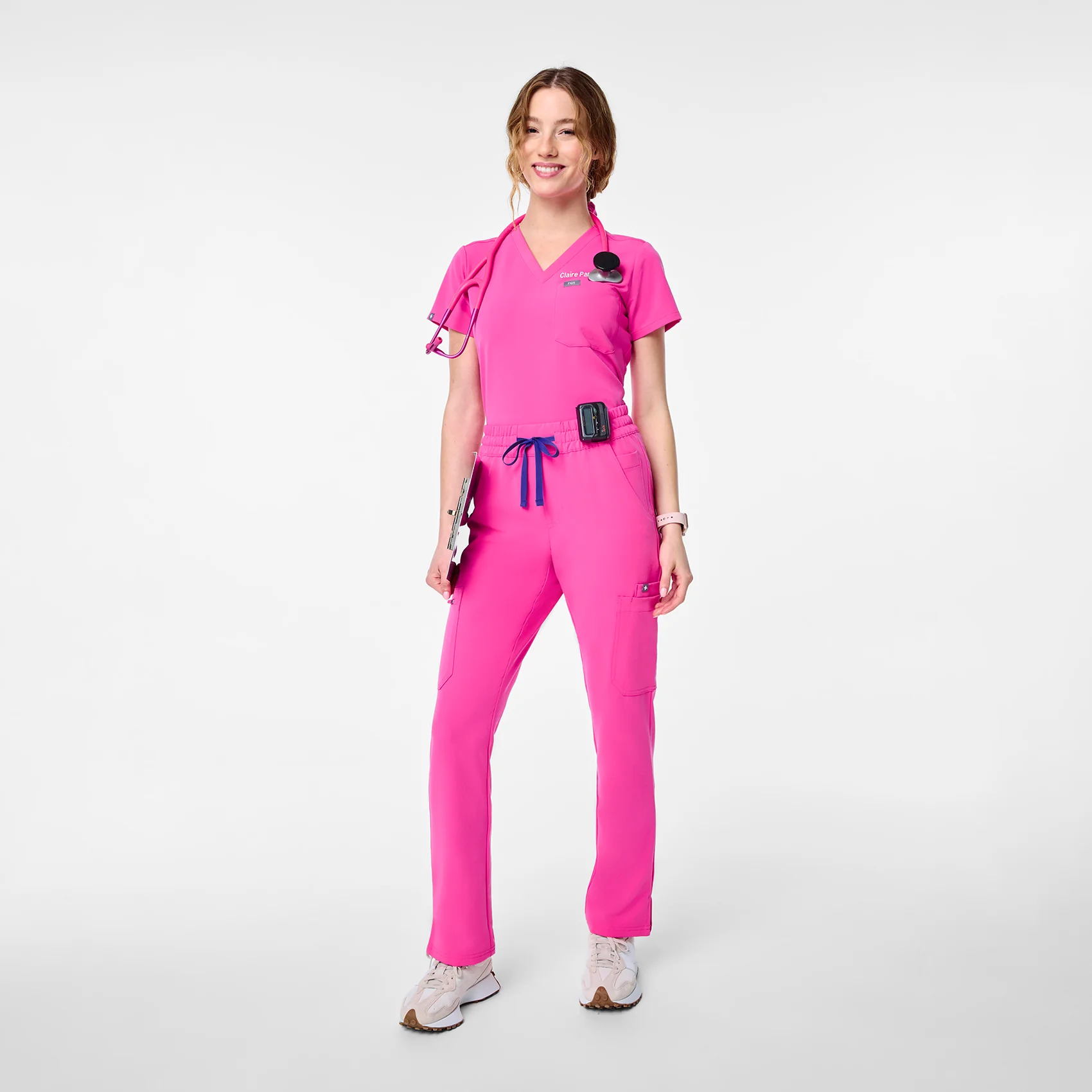 women's Rapid Response Pink High Waisted Dowa - Tall Scrub Pants - Image 5