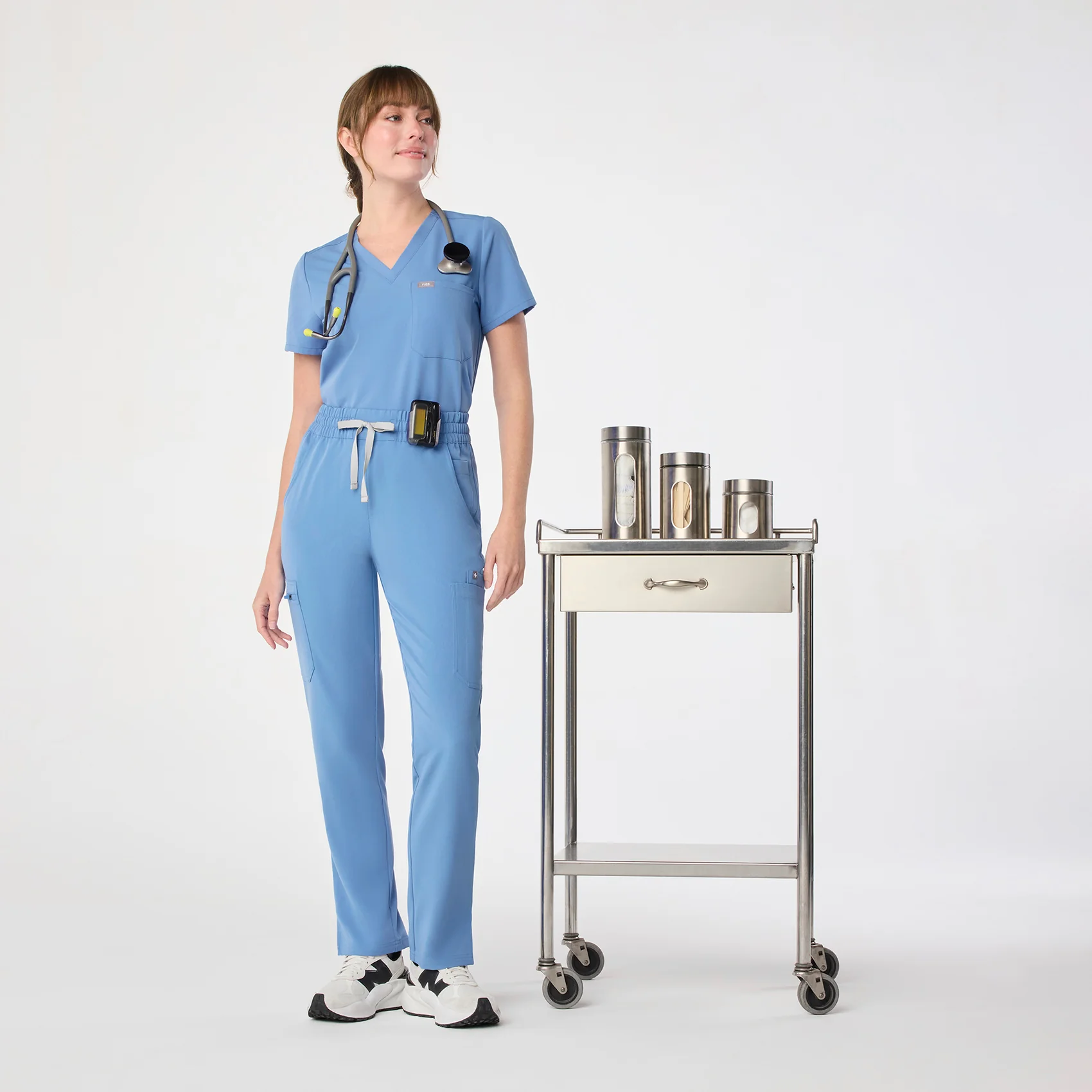 women's Ceil Blue High Waisted Dowa - Tall Scrub Pant - Image 2