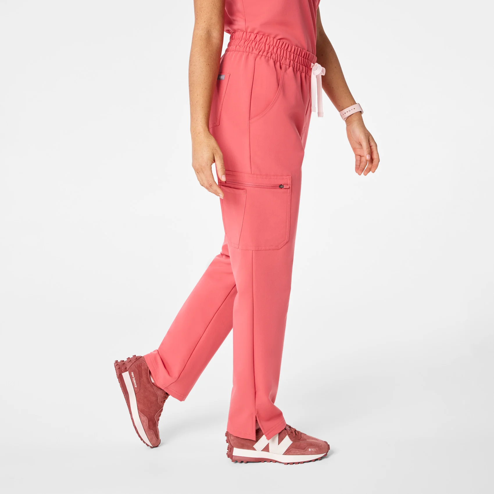 women's Pulmonary Pink High Waisted Dowa - Tall Scrub Pants - Image 3