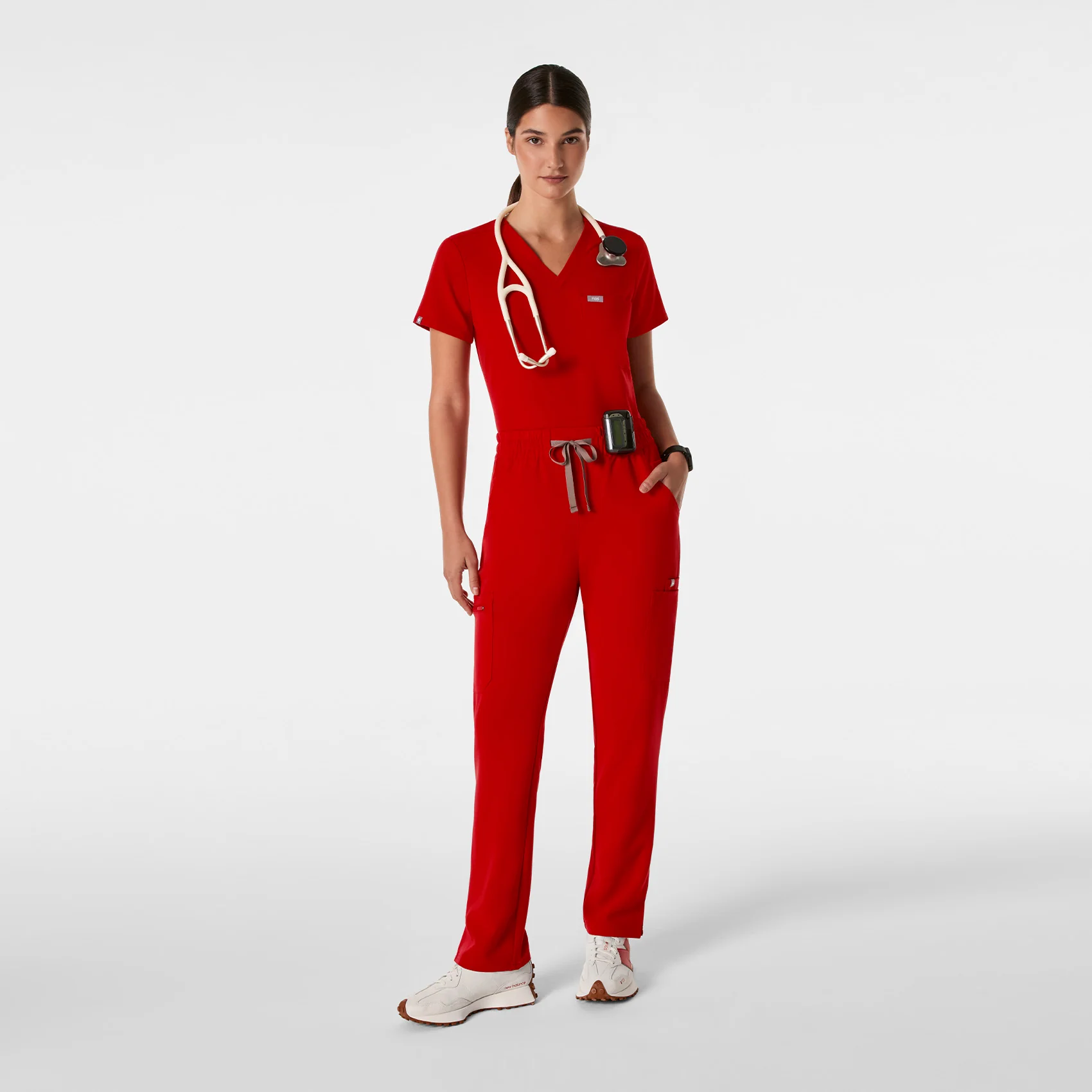 women's Winning Red High Waisted Dowa - Tall Scrub Pants - Image 2
