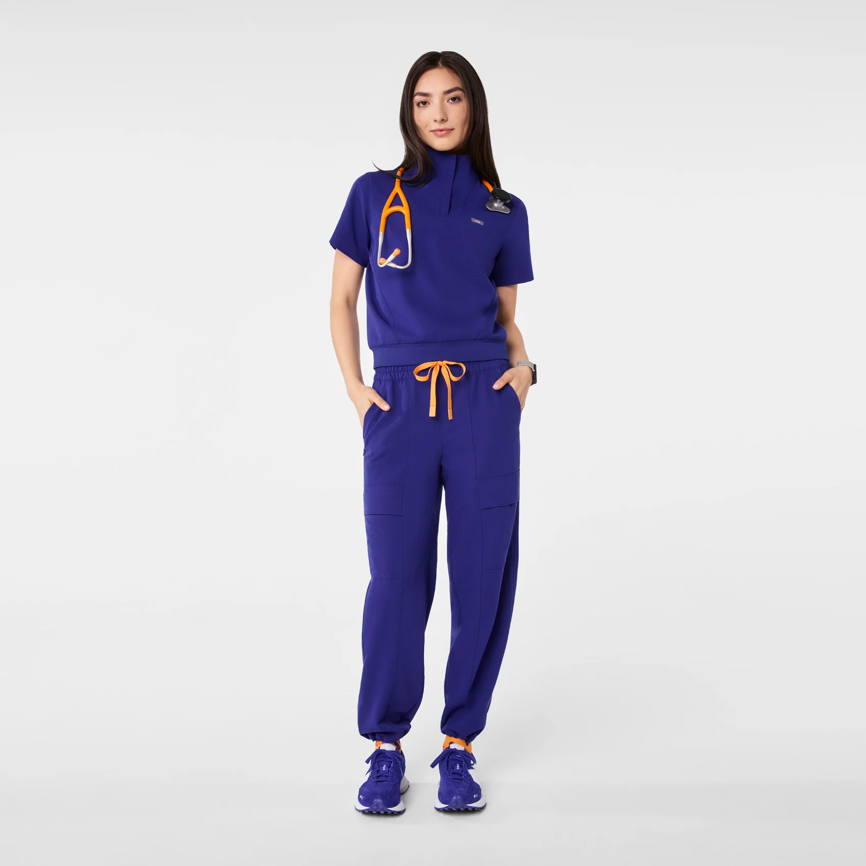 women's Deep Royal Blue High Waisted Giuliana Relaxed Straight Leg - Petite Scrub Pant™ - Image 2