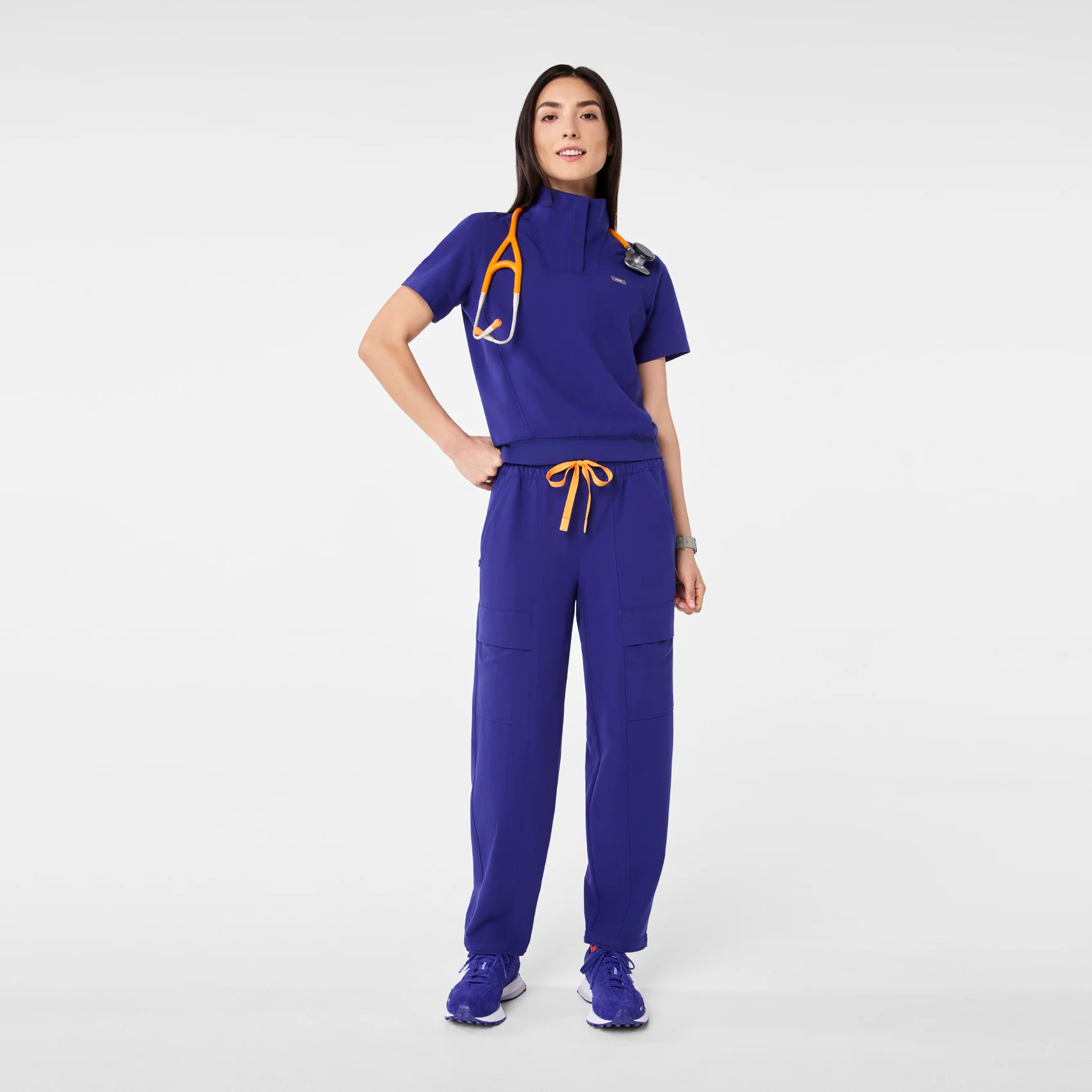 women's Deep Royal Blue High Waisted Giuliana Relaxed Straight Leg - Petite Scrub Pant™ - Image 5