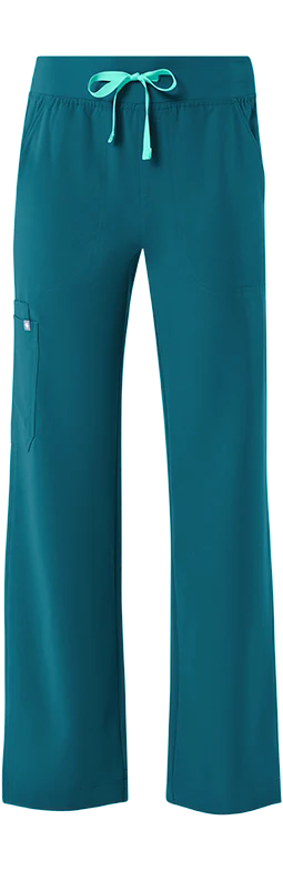 women's Caribbean Blue High Waisted Isabel Wide Leg - Tall Scrub Pant - Image 10