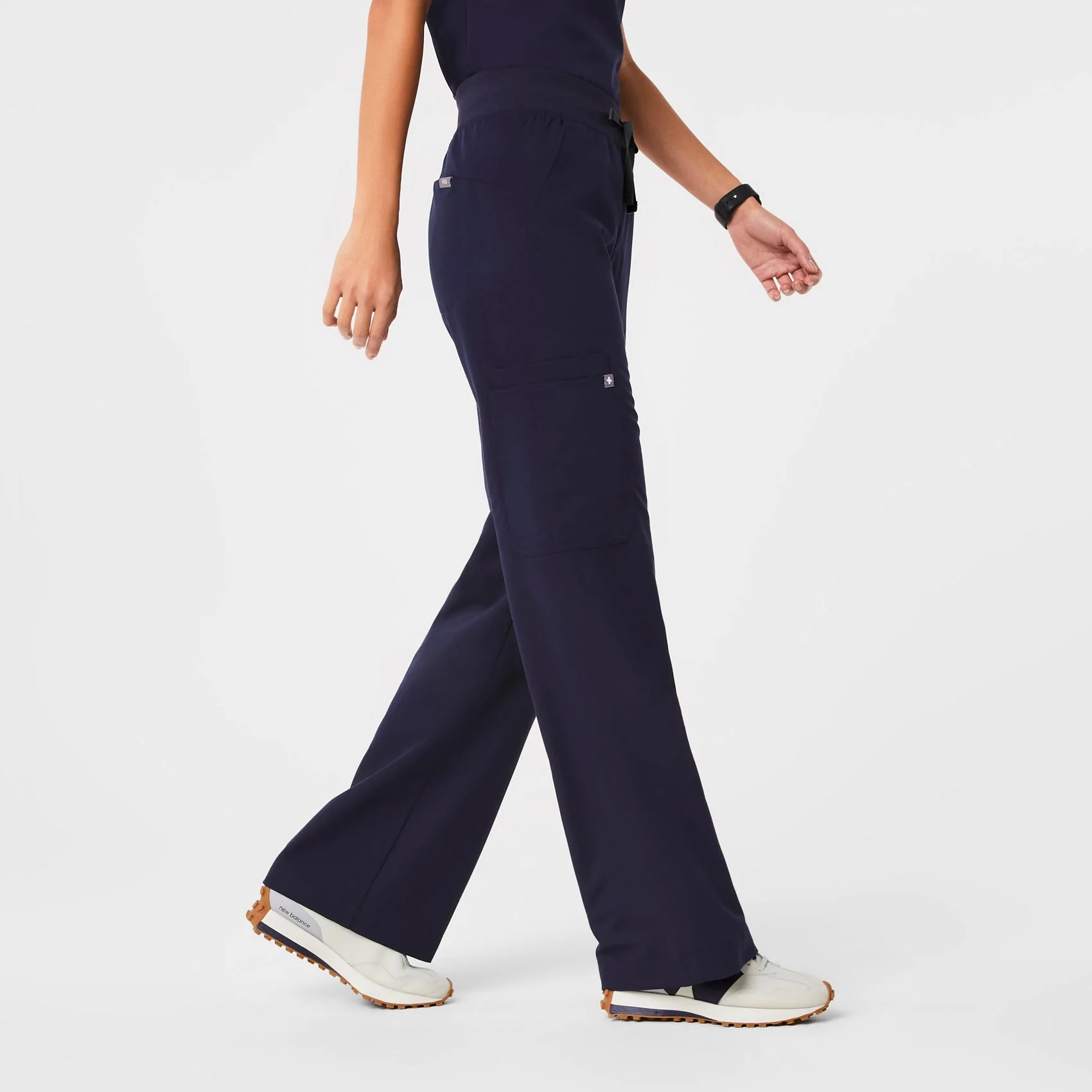 women's Navy High Waisted Isabel Wide Leg - Petite Scrub Pant - Image 3