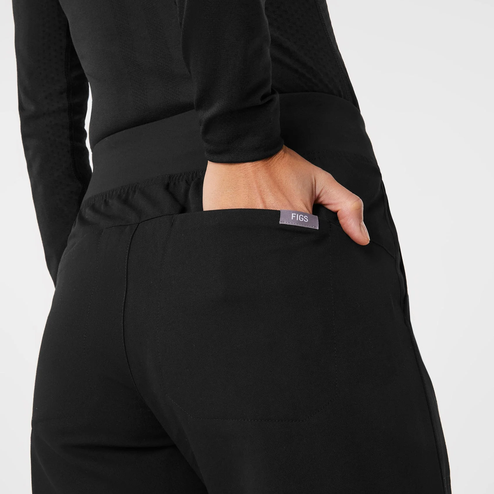 women's Black High Waisted Isabel Wide Leg - Tall Scrub Pant - Image 5