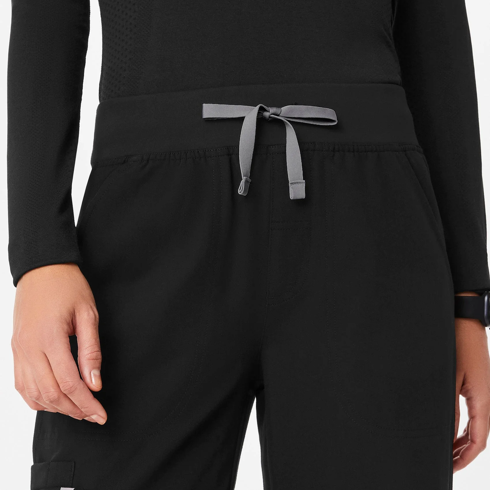 women's Black High Waisted Isabel Wide Leg - Tall Scrub Pant - Image 6