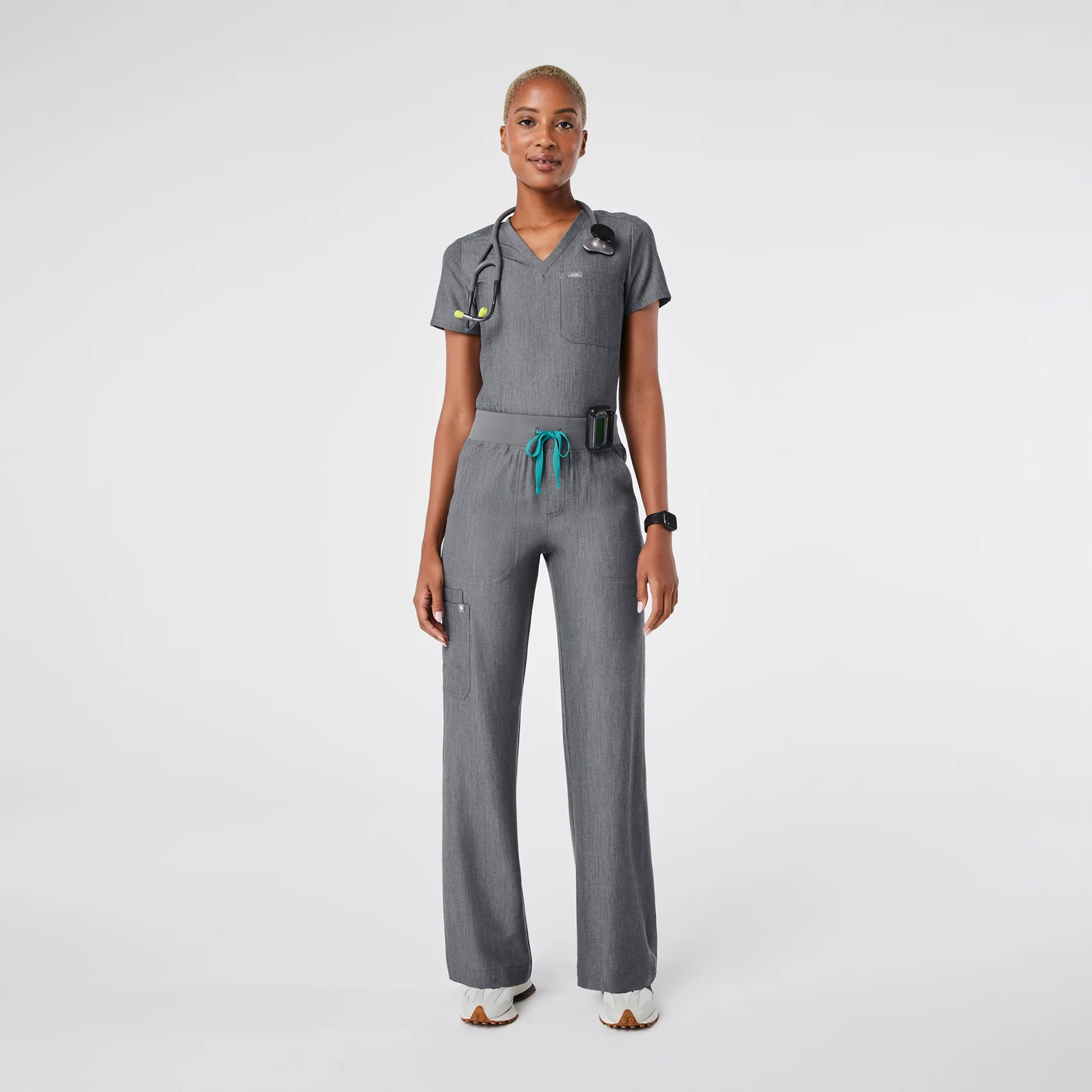 women's Graphite High Waisted Isabel Wide Leg - Scrub Pant - Image 2