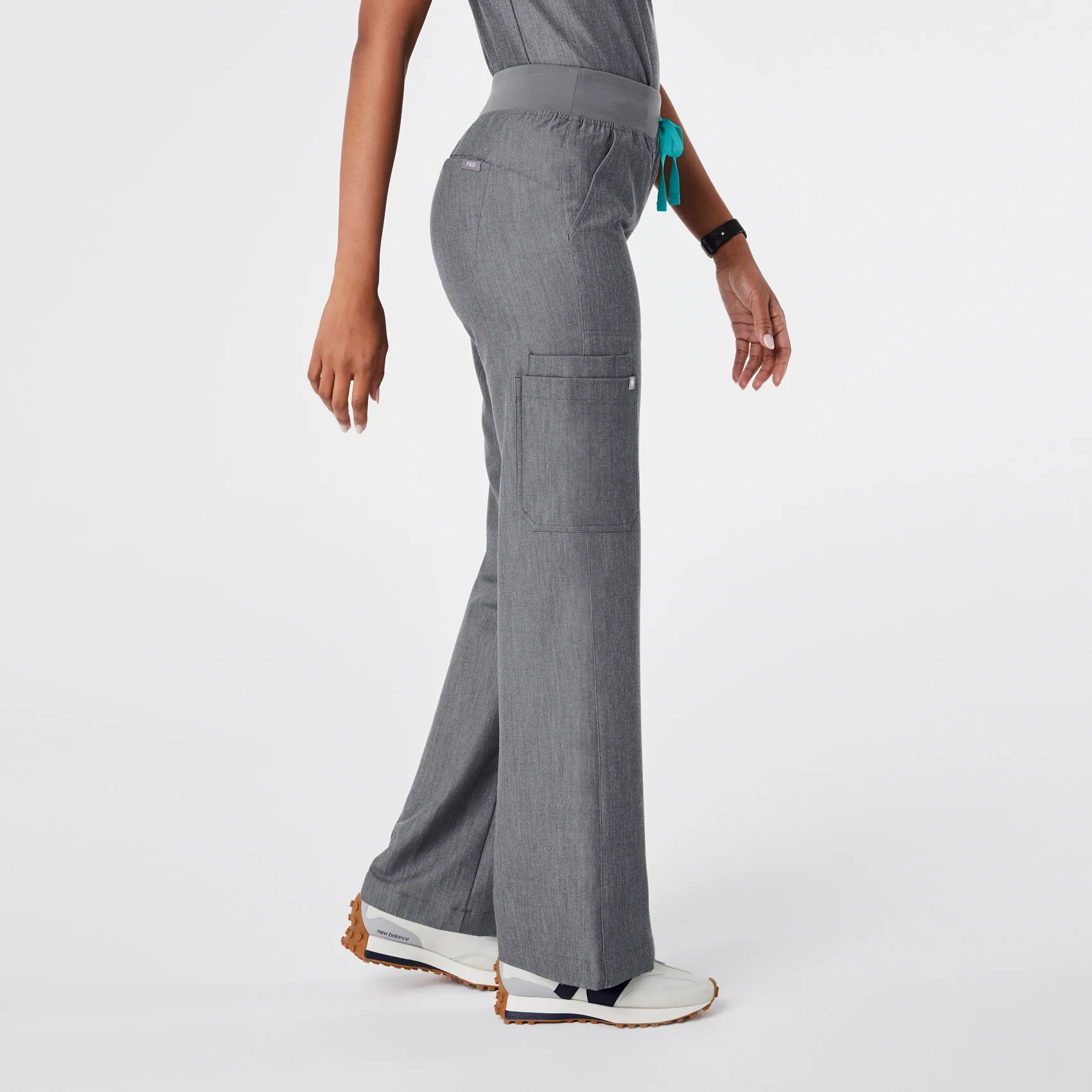 women's Graphite High Waisted Isabel Wide Leg - Scrub Pant - Image 3