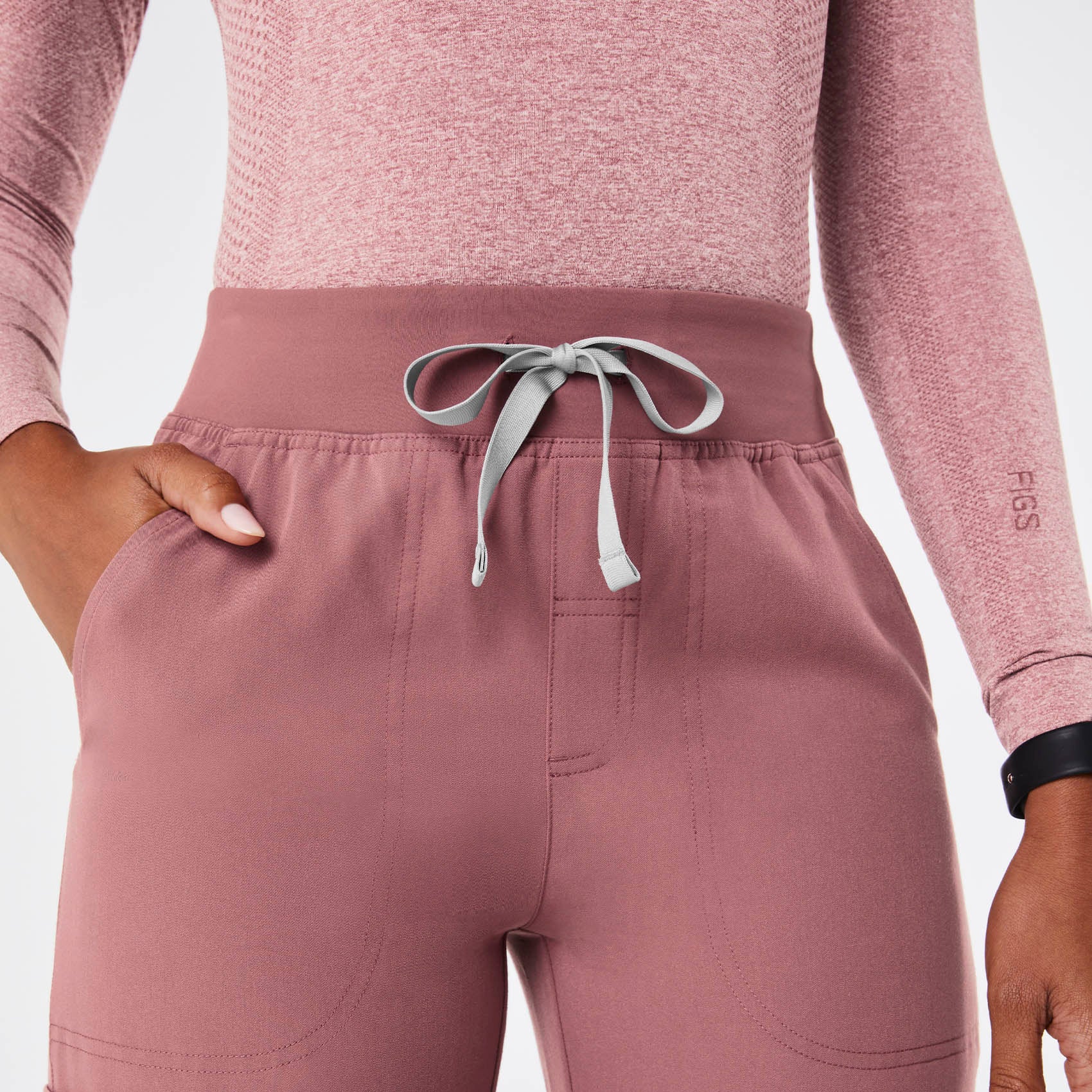 women's Mauve High Waisted Isabel Wide Leg - Scrub Pant - Image 5