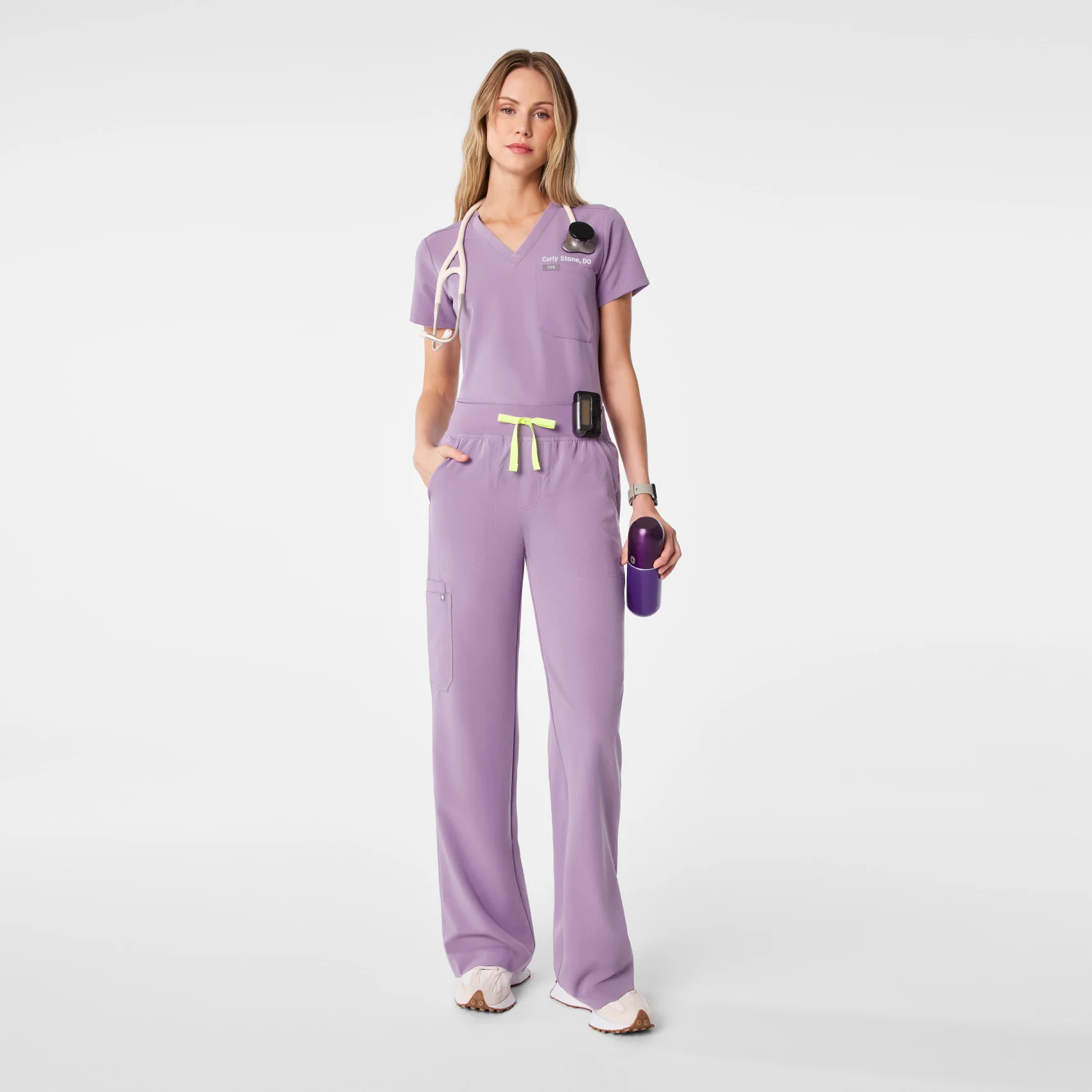 women's Purple Haze High Waisted Isabel Wide Leg - Petite Scrub Pant - Image 2