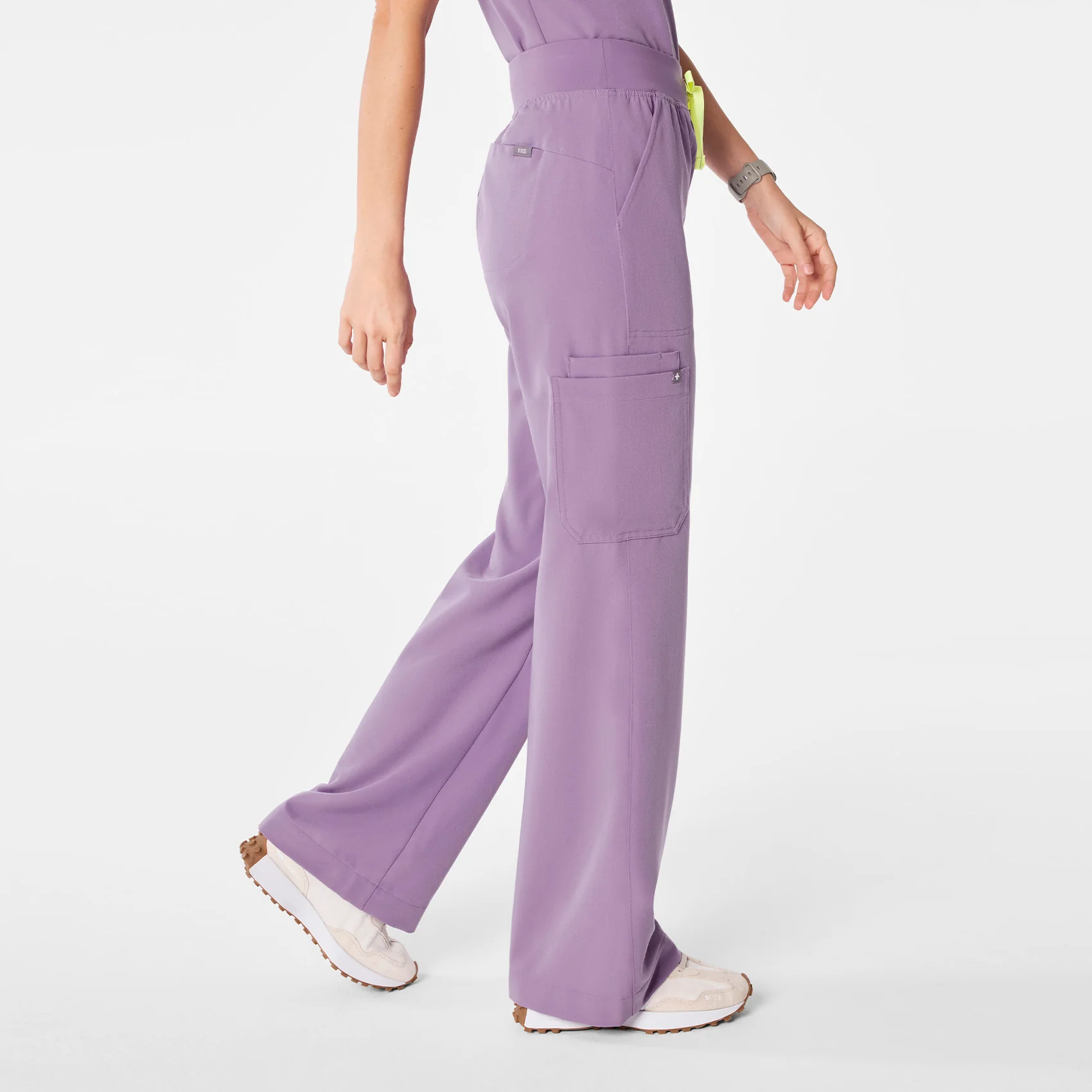 women's Purple Haze High Waisted Isabel Wide Leg - Petite Scrub Pant - Image 3