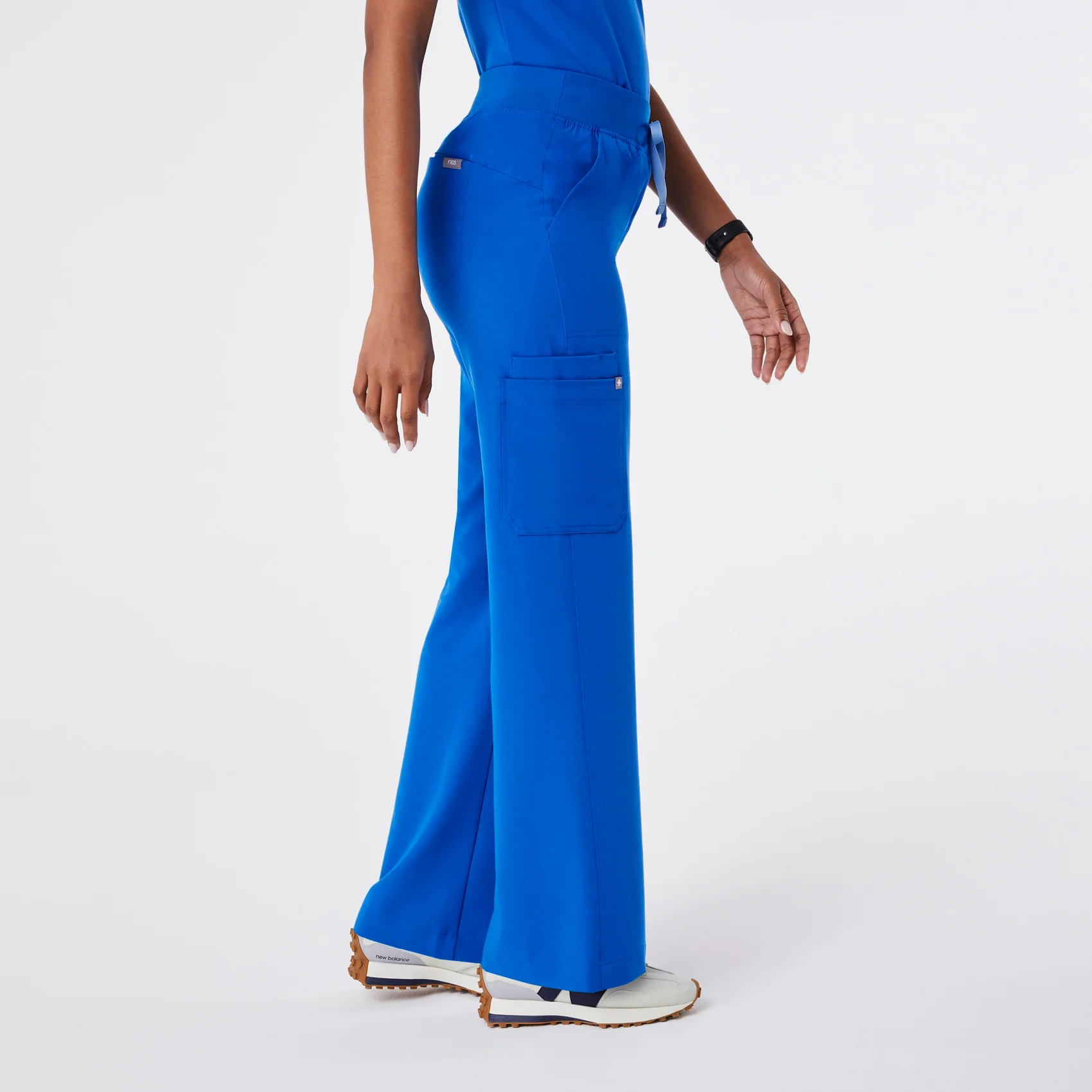 women's Royal Blue High Waisted Isabel Wide Leg - Scrub Pant - Image 3
