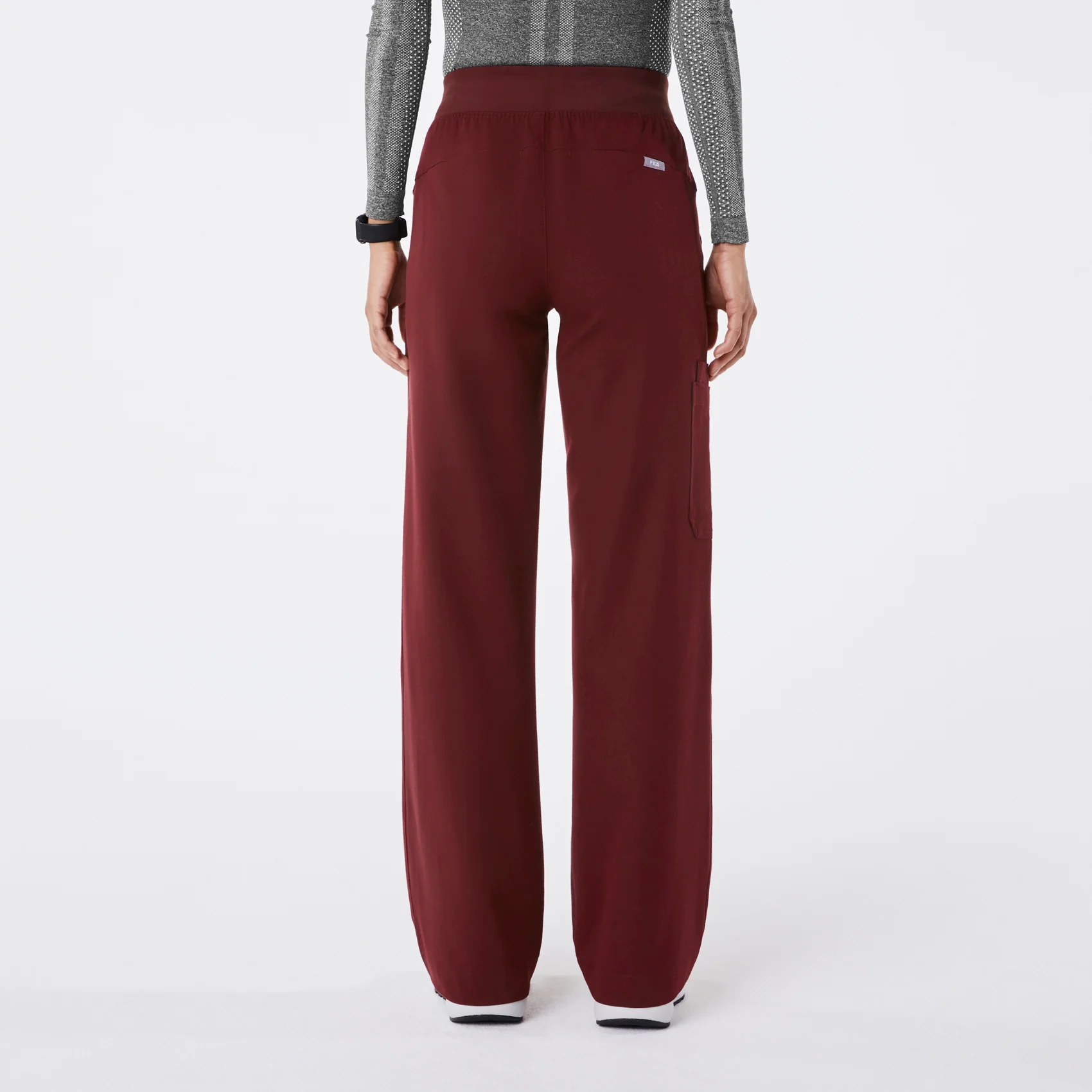 women's Burgundy High Waisted Isabel Wide Leg - Tall Scrub Pant - Image 4
