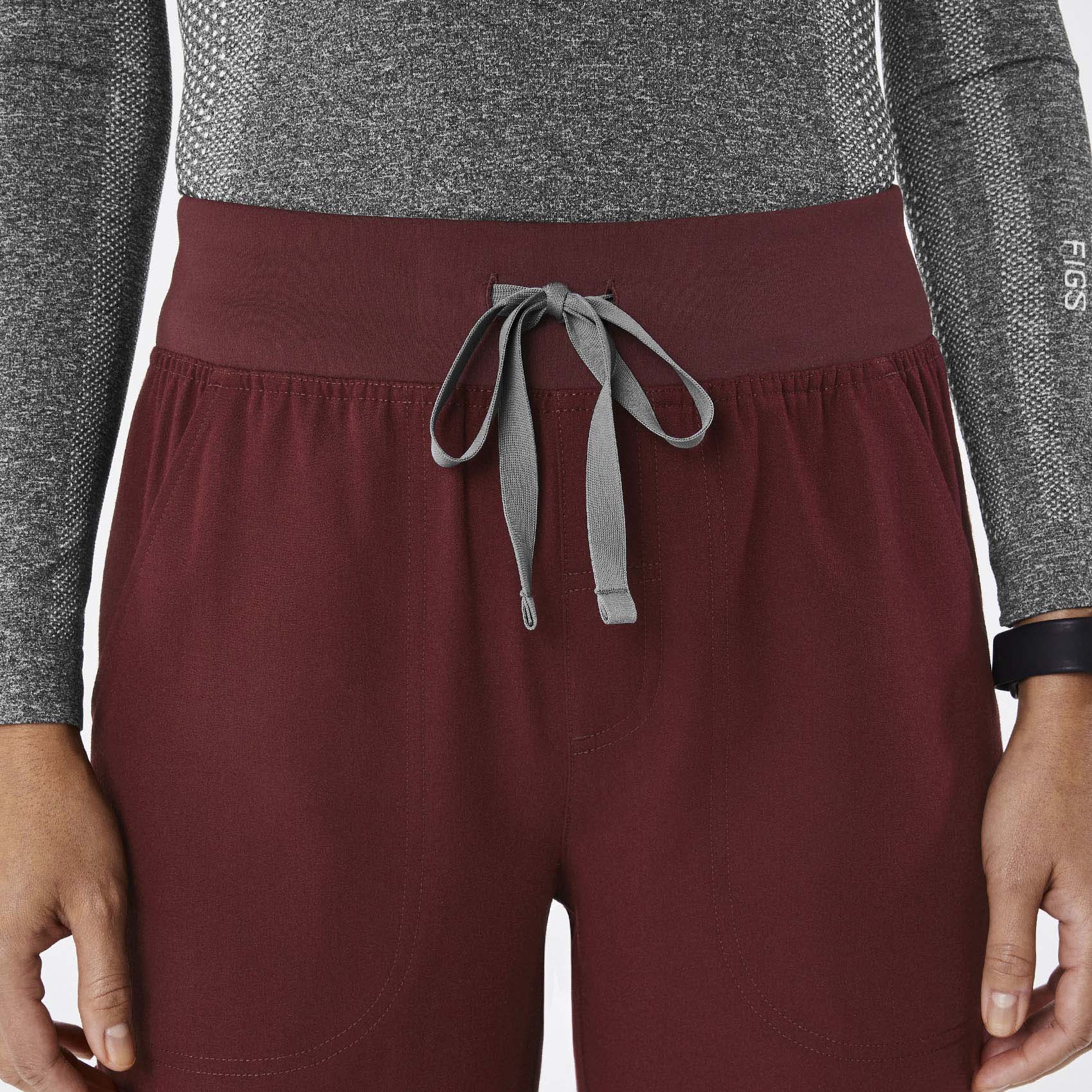 women's Burgundy High Waisted Isabel Wide Leg - Tall Scrub Pant - Image 6
