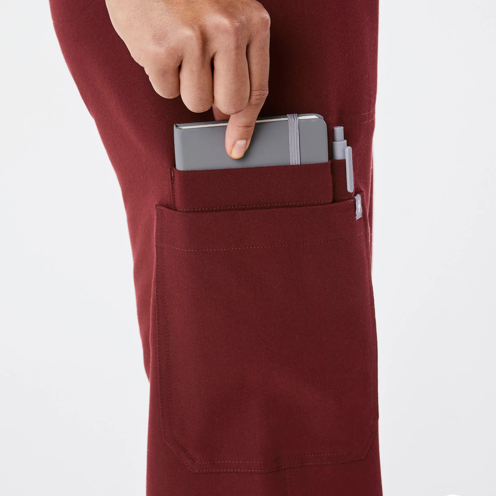 women's Burgundy High Waisted Isabel Wide Leg - Tall Scrub Pant - Image 7