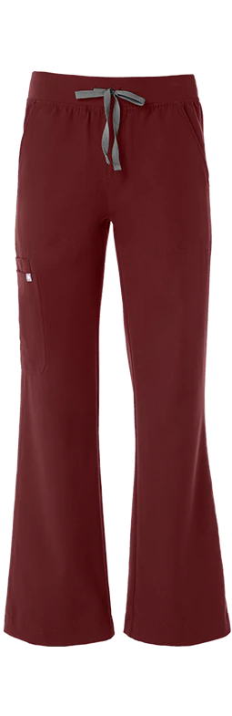 women's Burgundy High Waisted Isabel Wide Leg - Tall Scrub Pant - Image 9