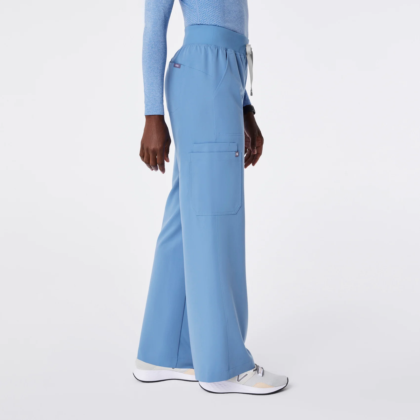 women's Ceil Blue High Waisted Isabel Wide Leg - Tall Scrub Pant - Image 3