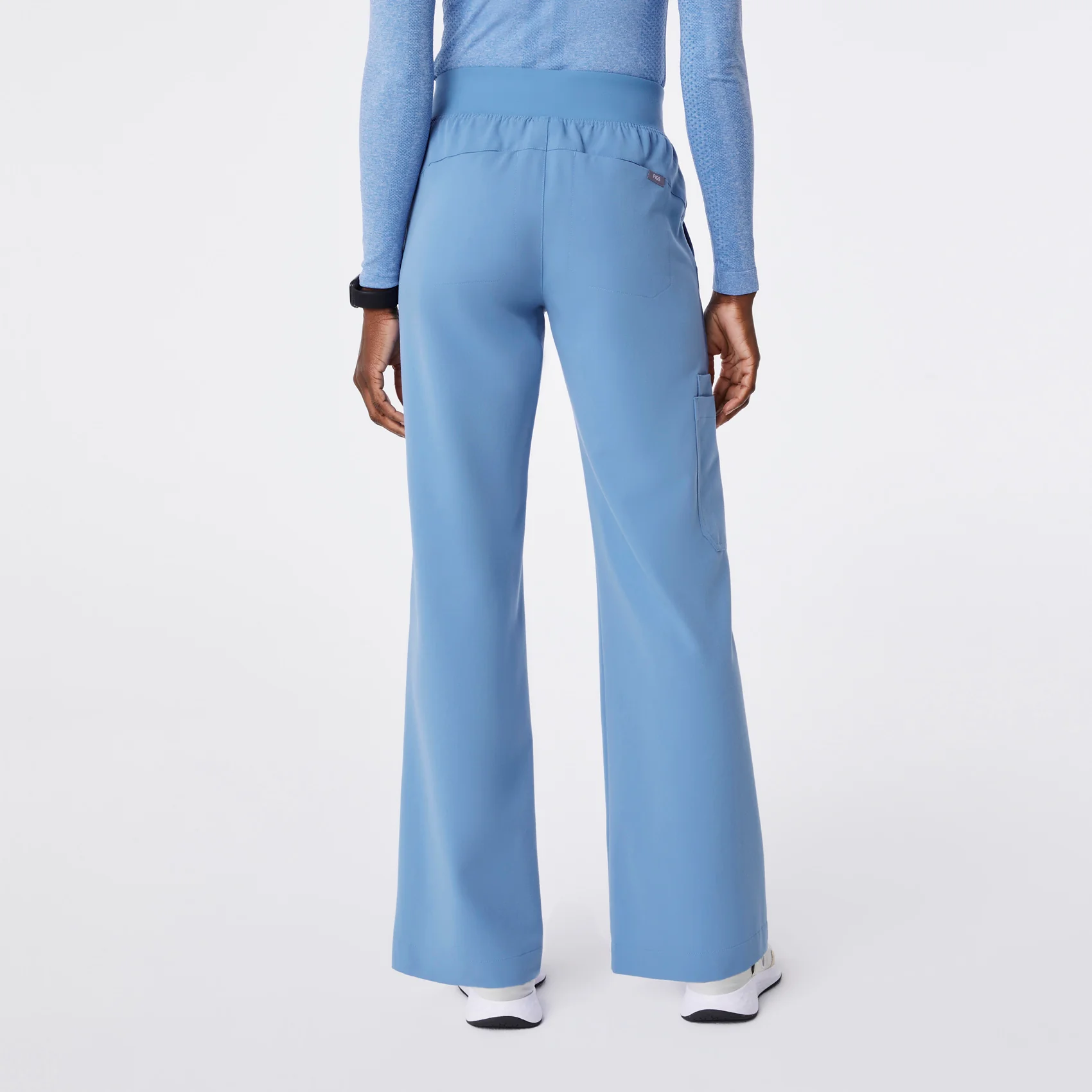 women's Ceil Blue High Waisted Isabel Wide Leg - Tall Scrub Pant - Image 4