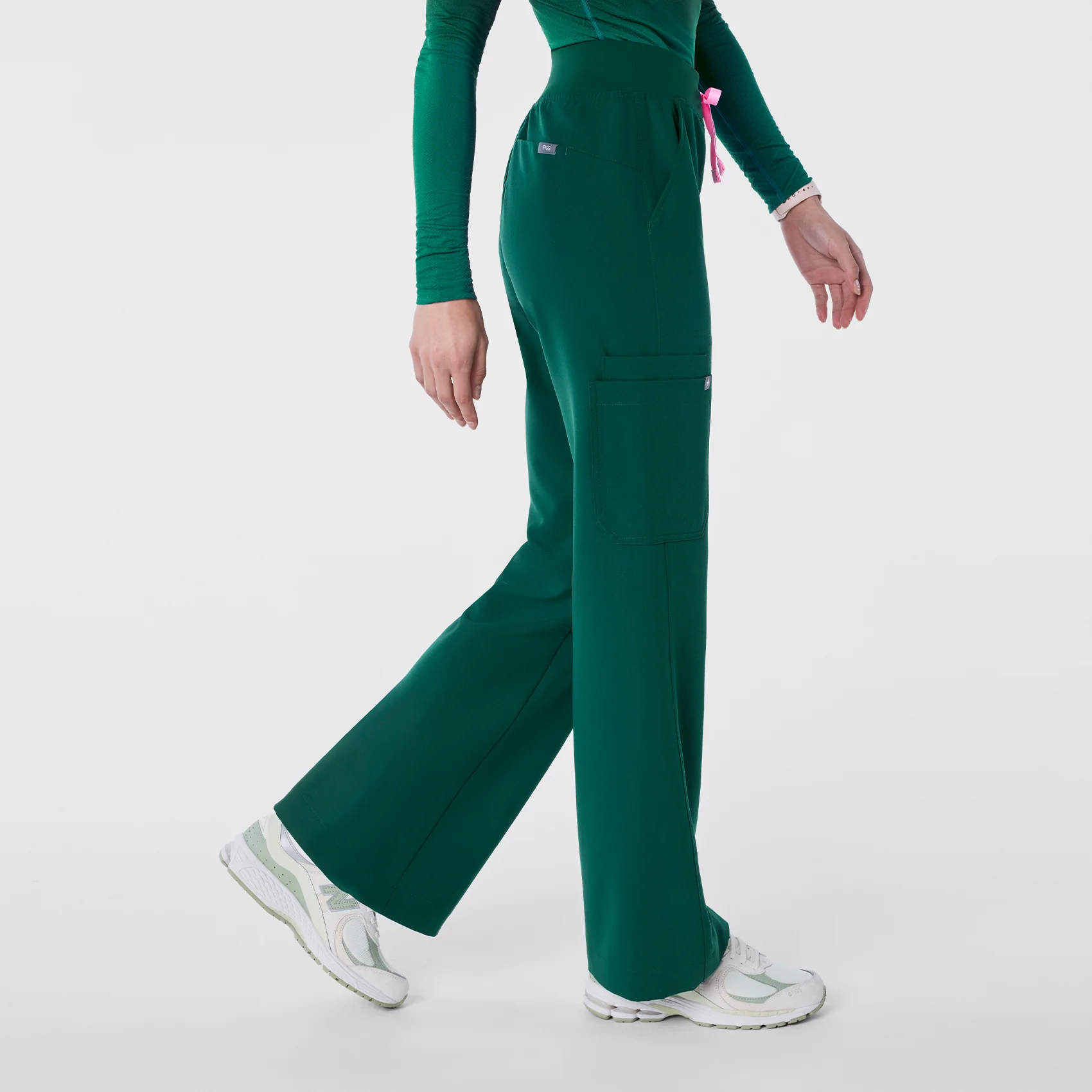 women's Forest Green High Waisted Isabel Wide Leg - Tall Scrub Pant - Image 3