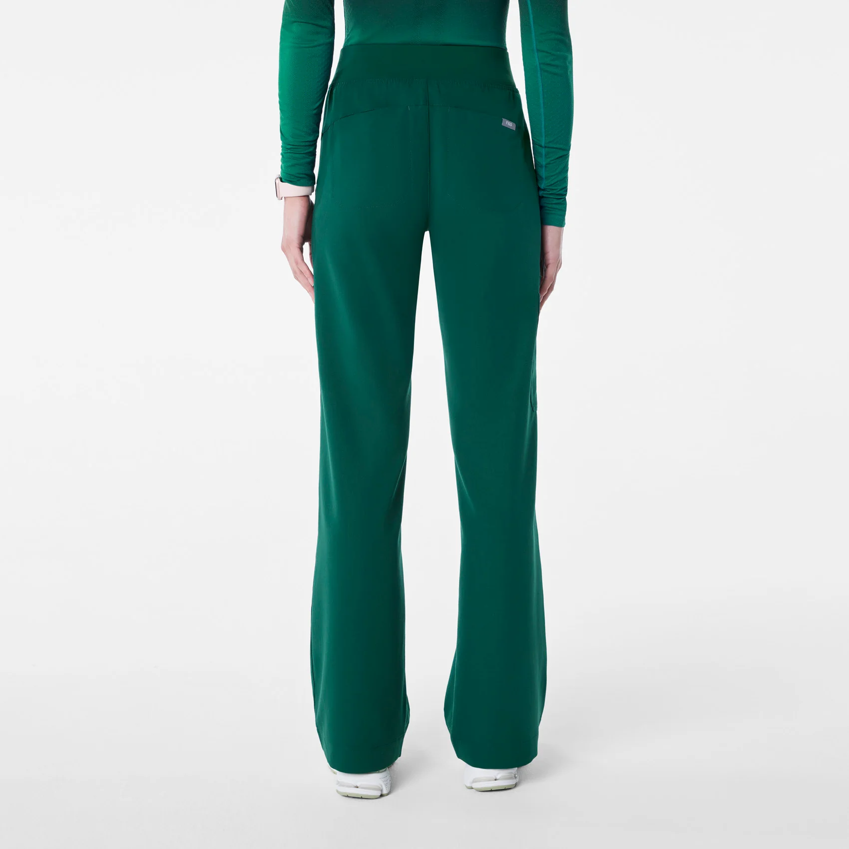 women's Forest Green High Waisted Isabel Wide Leg - Tall Scrub Pant - Image 4