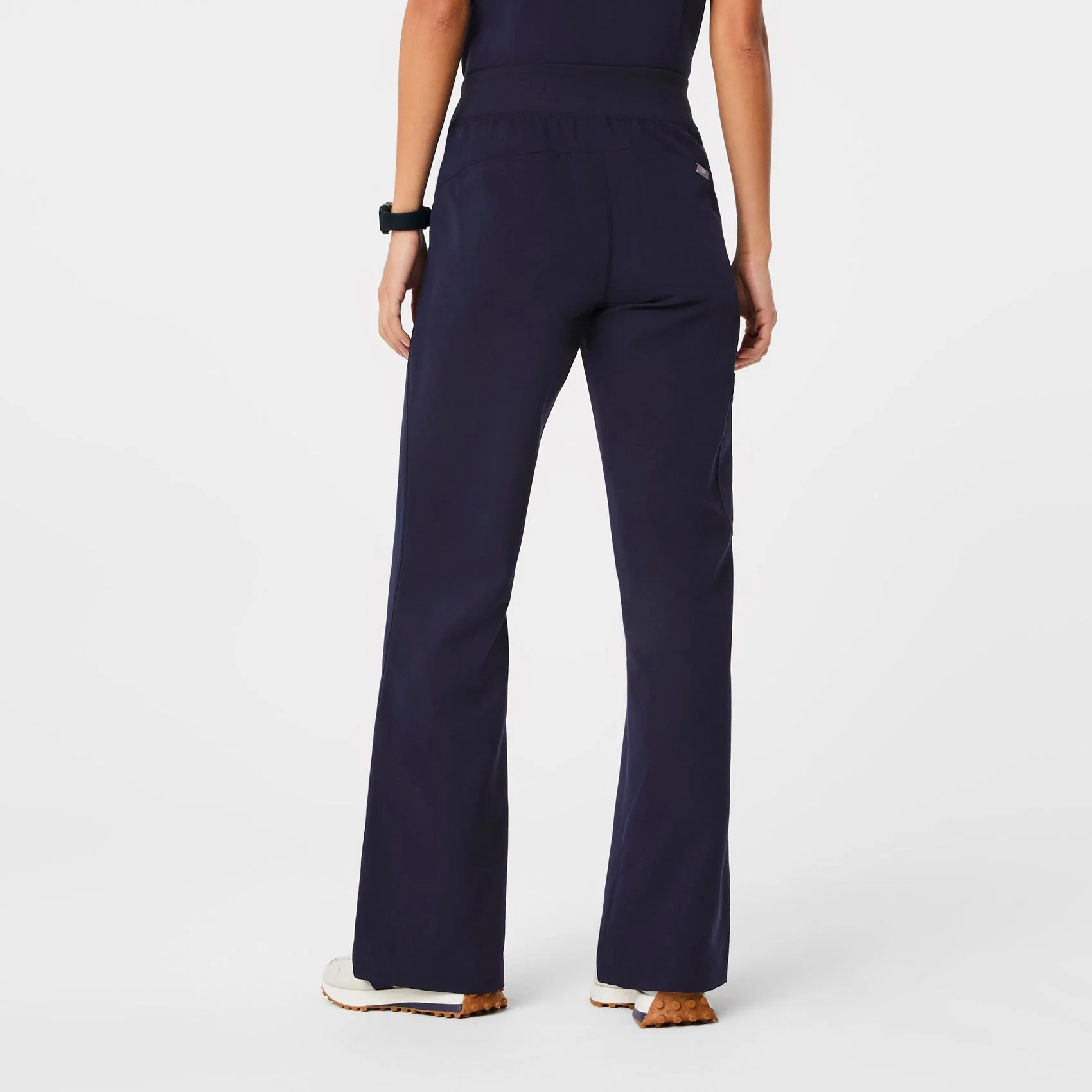 women's Navy High Waisted Isabel Wide Leg - Tall Scrub Pant - Image 4