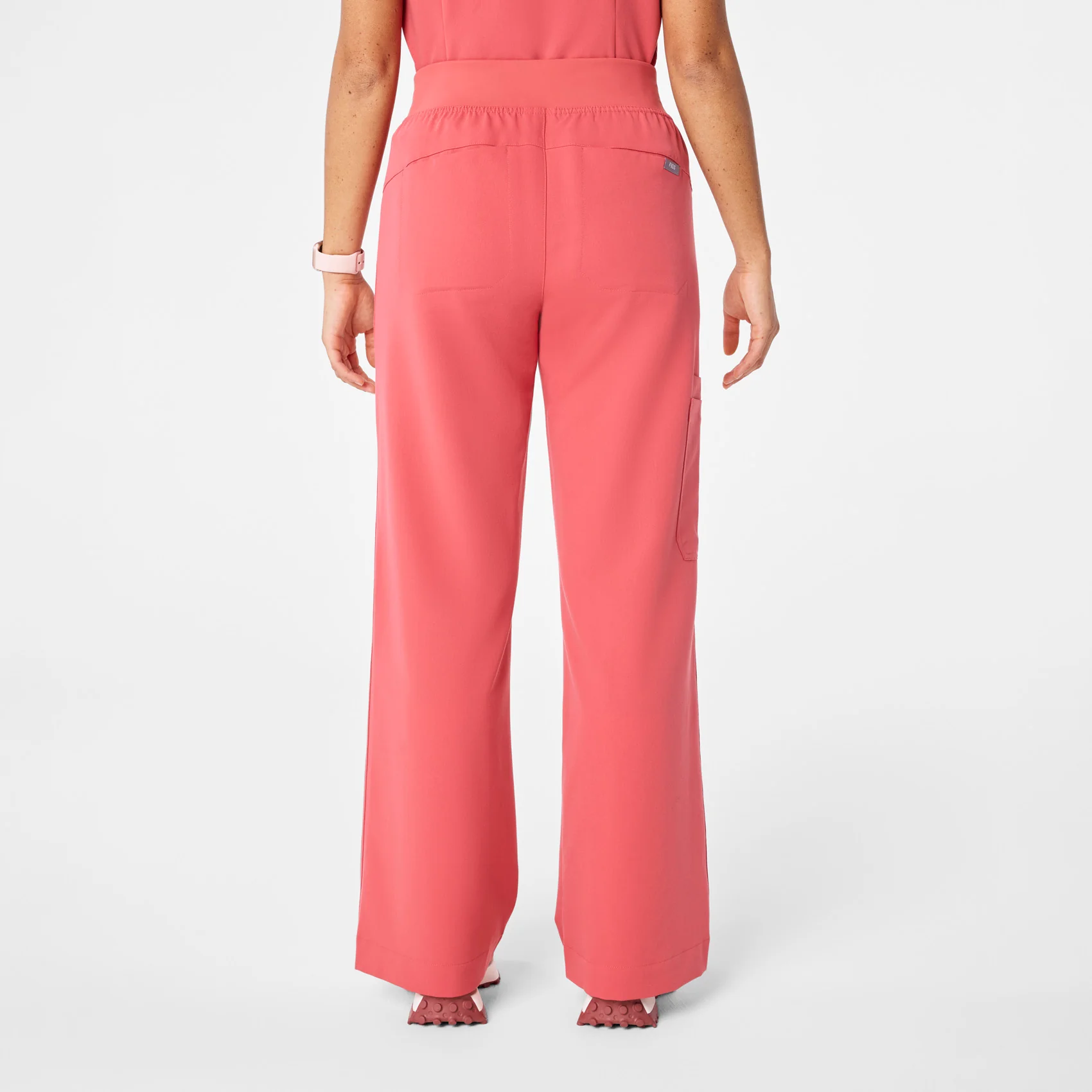 women's Pulmonary Pink High Waisted Isabel Wide Leg - Tall Scrub Pant - Image 4