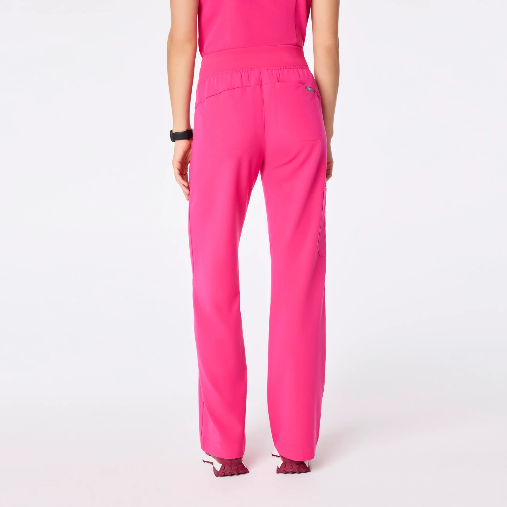 women's Shocking Pink High Waisted Isabel Wide Leg - Tall Scrub Pant - Image 4