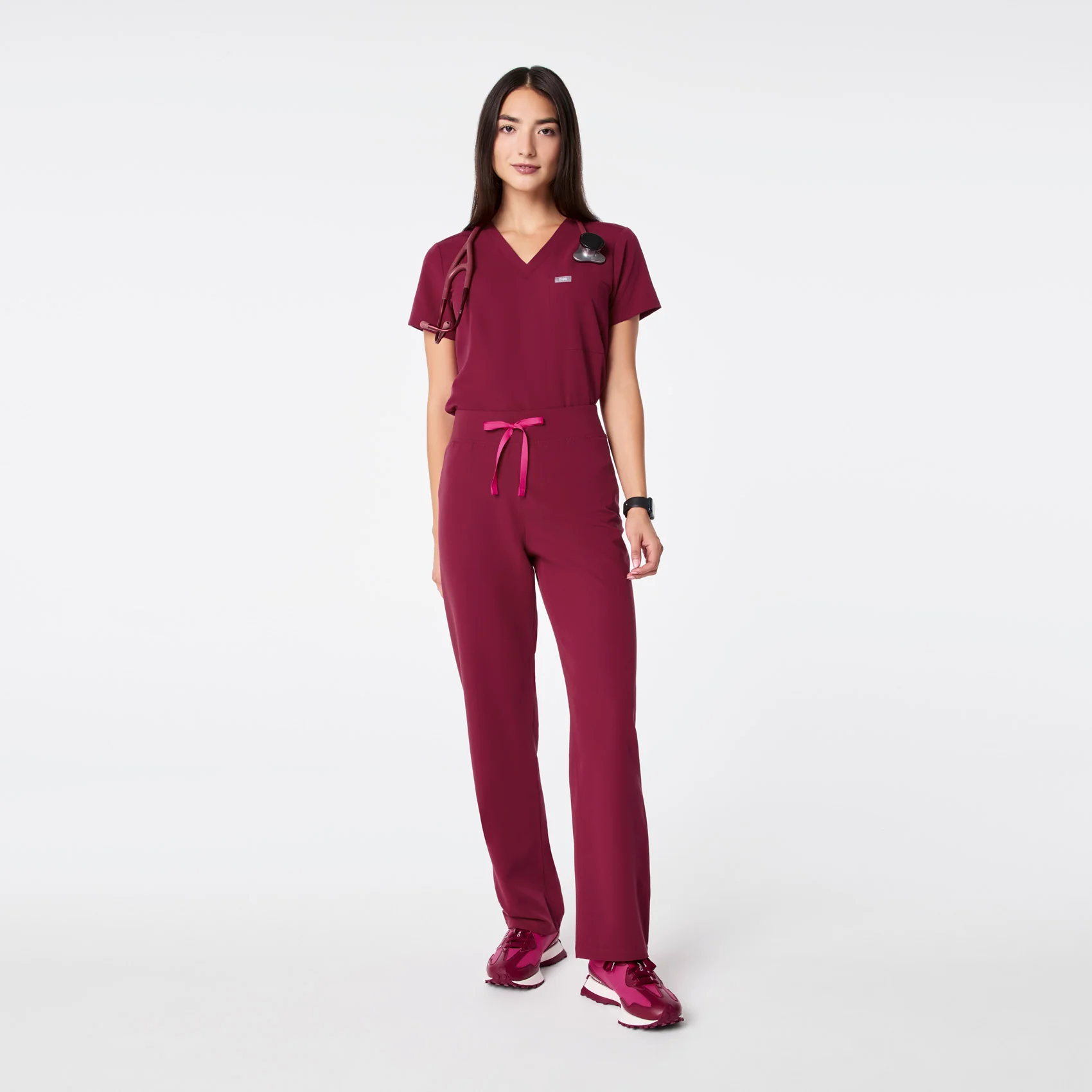 women's Deep Cranberry High Waisted Livingston - Basic Scrub Pant⢠- Image 2