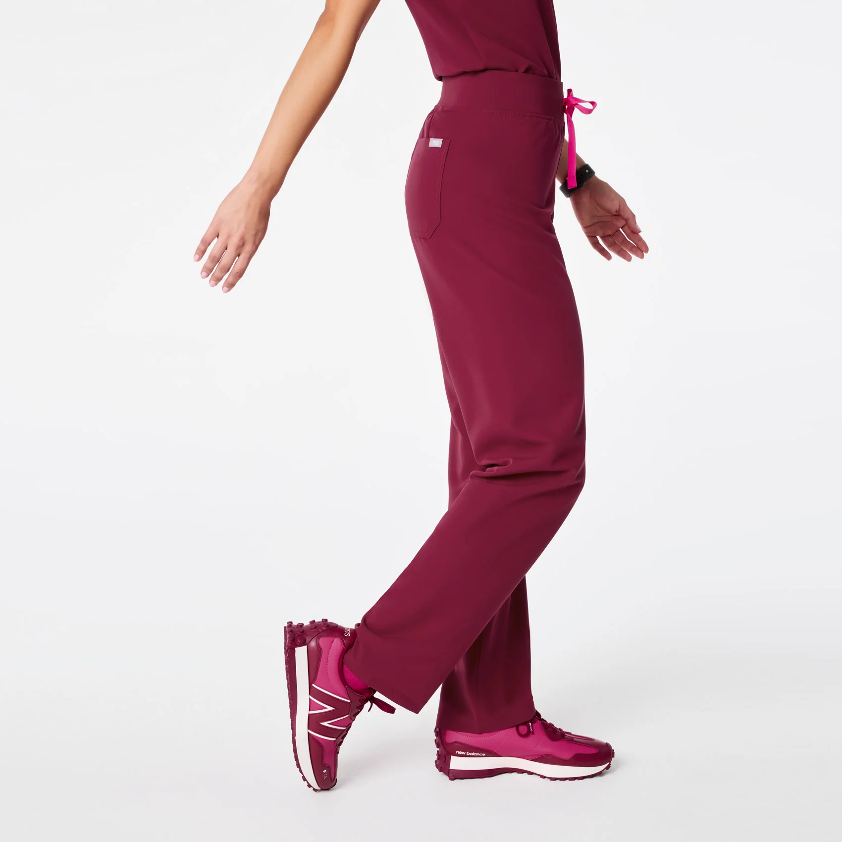 women's Deep Cranberry High Waisted Livingston - Petite Basic Scrub Pant™ - Image 3