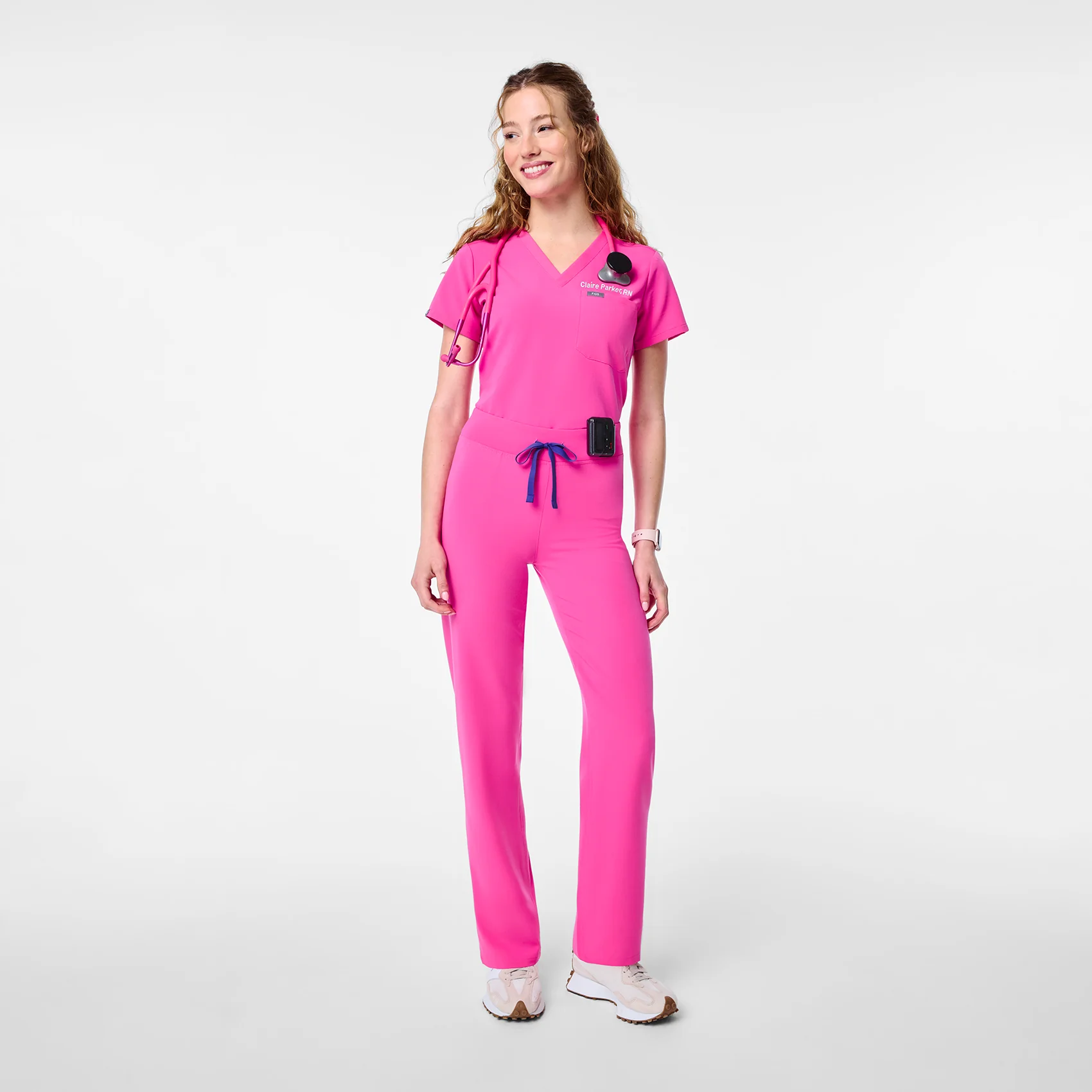 women's Rapid Response Pink High Waisted Livingston - Tall Basic Scrub Pant™ - Image 2
