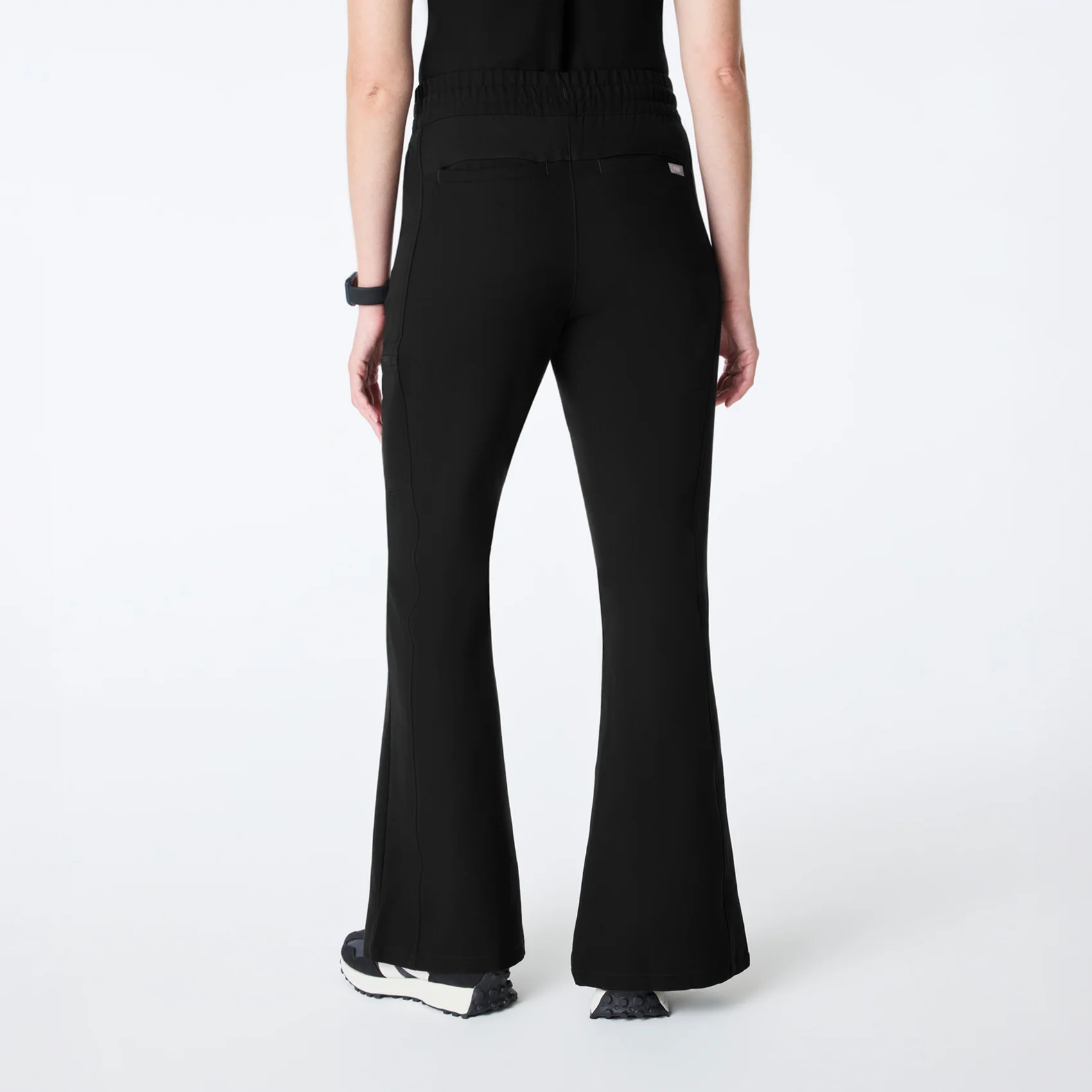 women's Black High Waisted Montal Flare - Petite Scrub Pant - Image 4