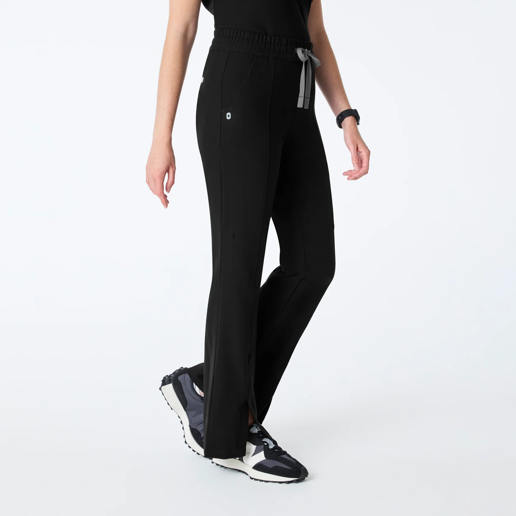 women's Black High Waisted Montal Flare - Scrub Pant - Image 3