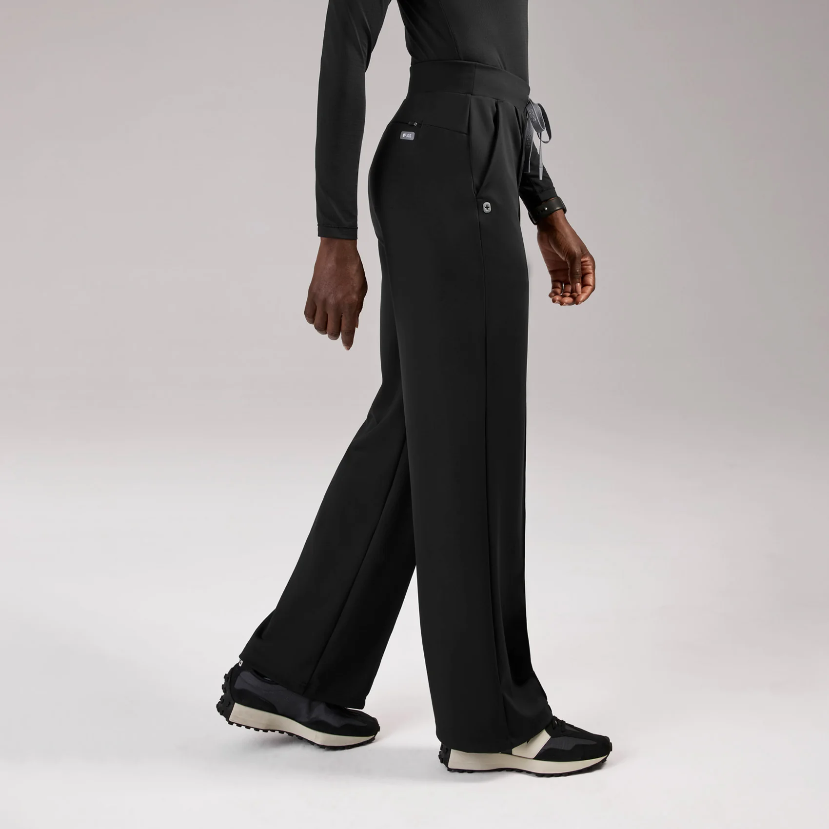 women's Black High Waisted Piedra FORMx™ Straight Leg - Tall Scrub Pant - Image 3