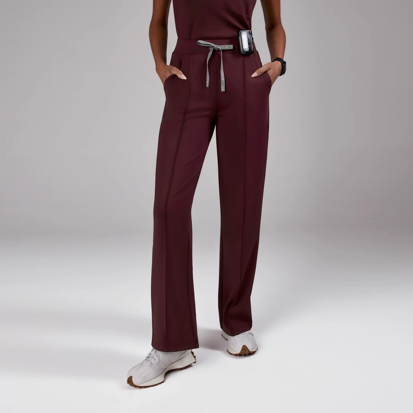 women's Burgundy High Waisted Piedra FORMx™ Straight Leg - Petite Scrub Pant